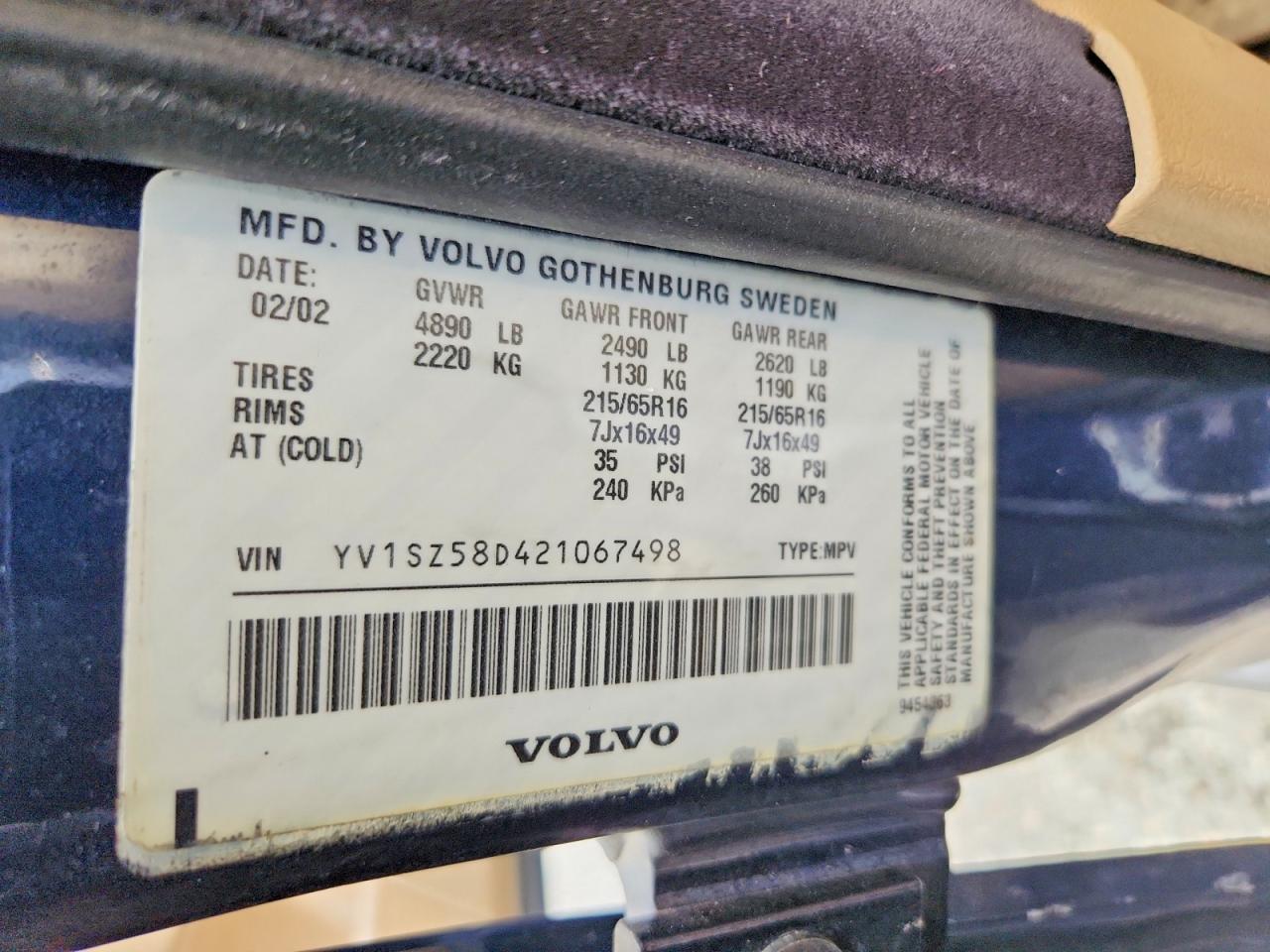 2002 Volvo V70 Xc Синий vin: YV1SZ58D421067498