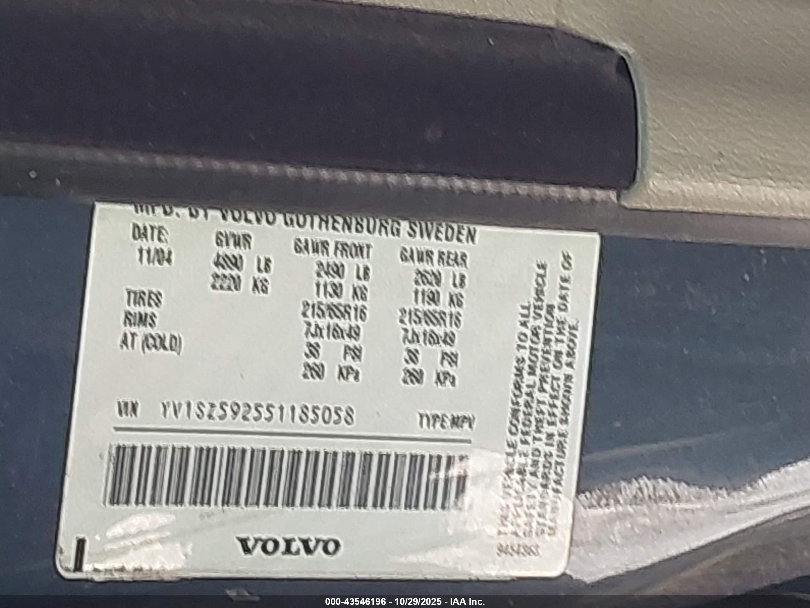2005 Volvo Xc70 2.5t Awd Gray vin: YV1SZ592551185058