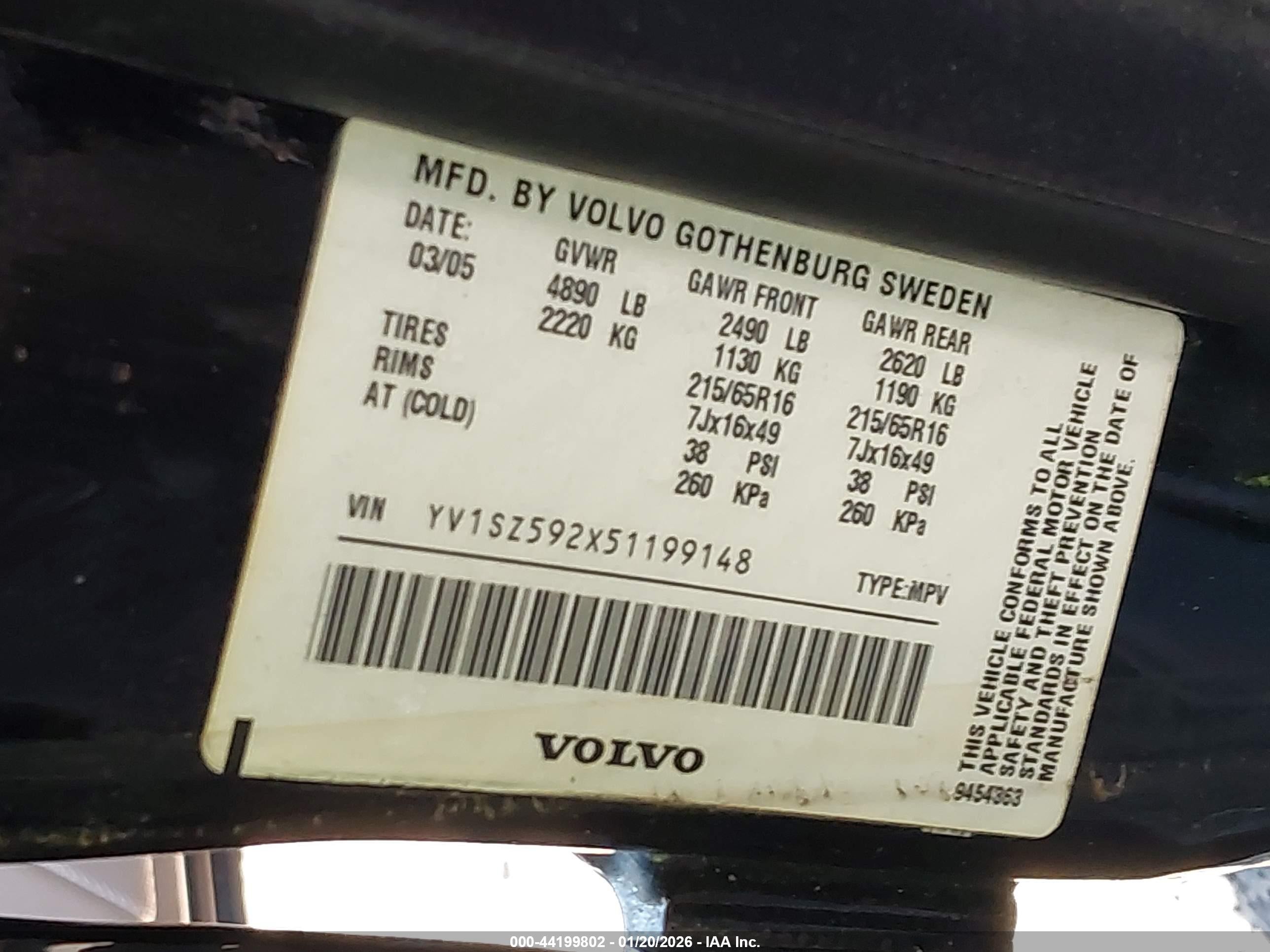 2005 Volvo Xc70 2.5t Awd Black vin: YV1SZ592X51199148