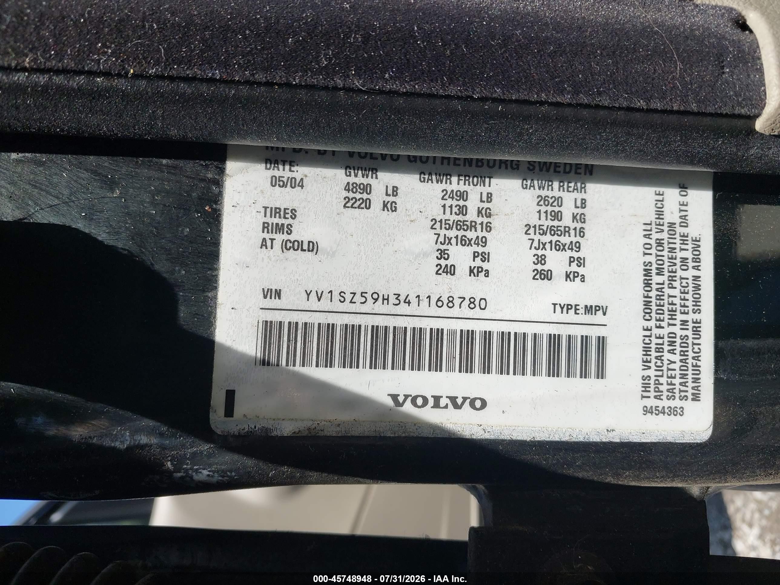 2004 Volvo Xc70 2.5t Black vin: YV1SZ59H341168780