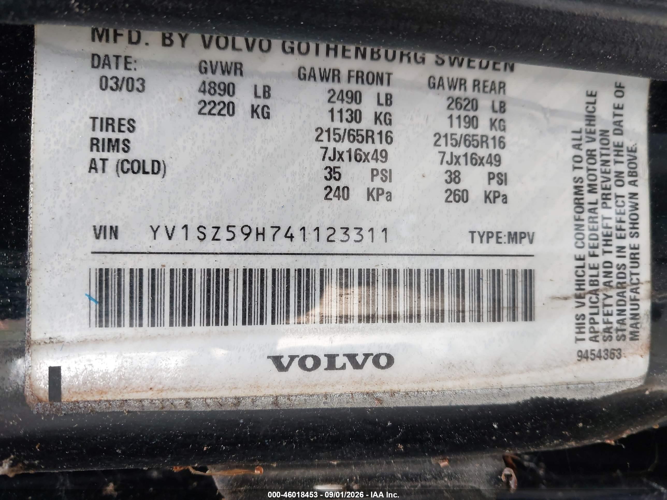 2004 Volvo Xc70 2.5t Черный vin: YV1SZ59H741123311