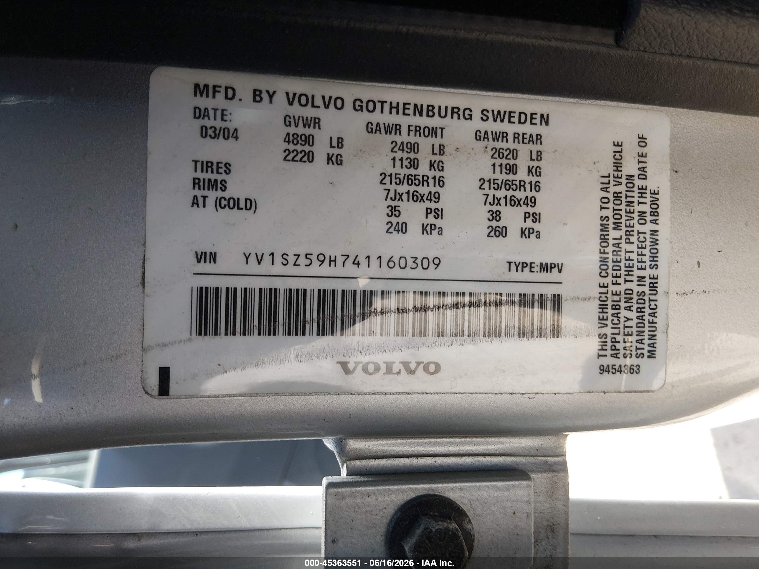 2004 Volvo Xc70 2.5t Silver vin: YV1SZ59H741160309