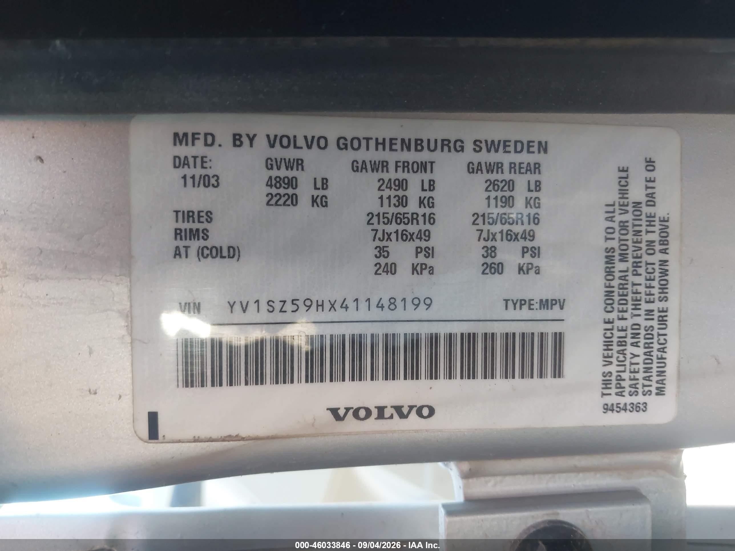 2004 Volvo Xc70 2.5t Silver vin: YV1SZ59HX41148199