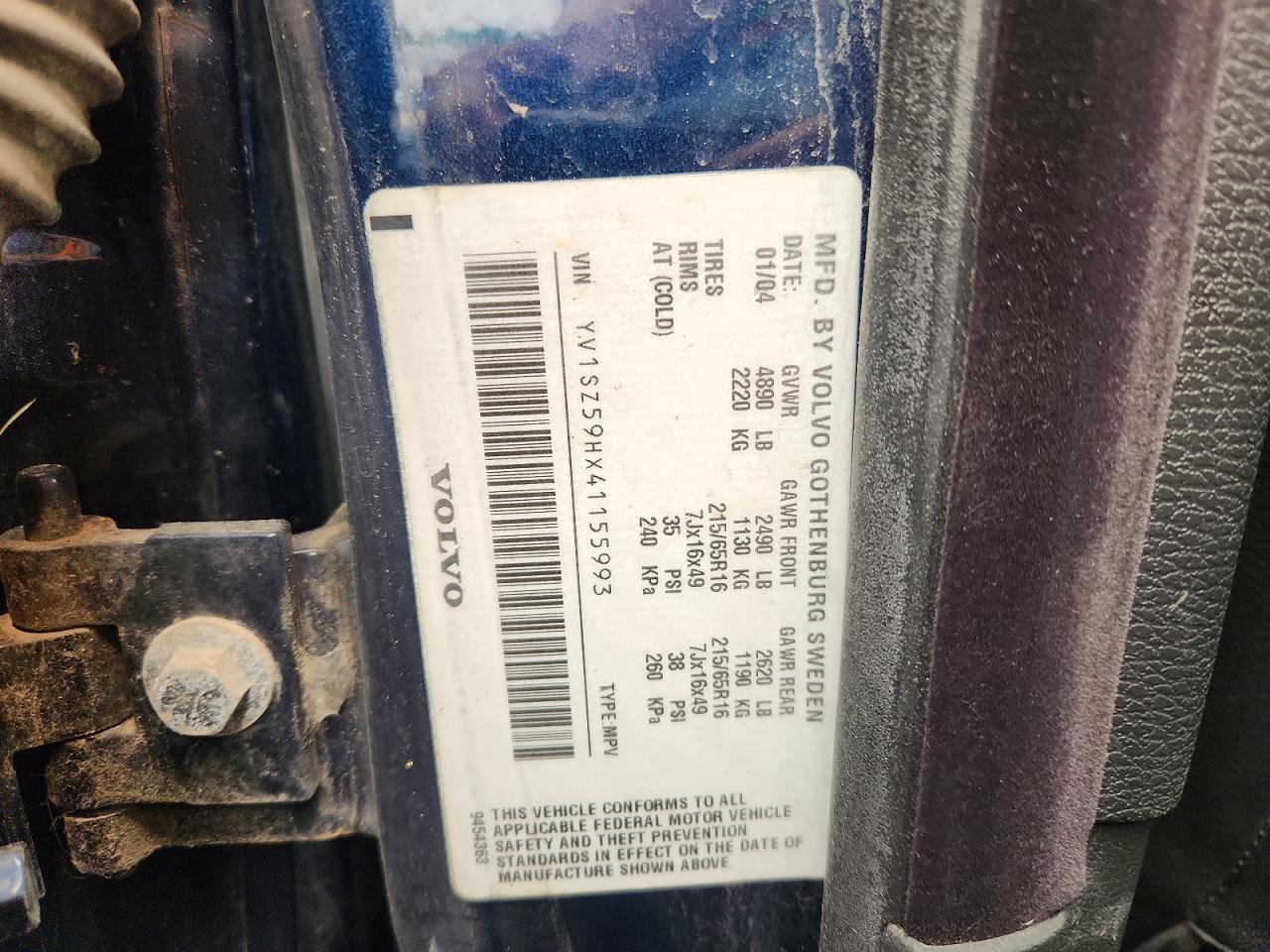 2004 Volvo Xc70 Blue vin: YV1SZ59HX41155993