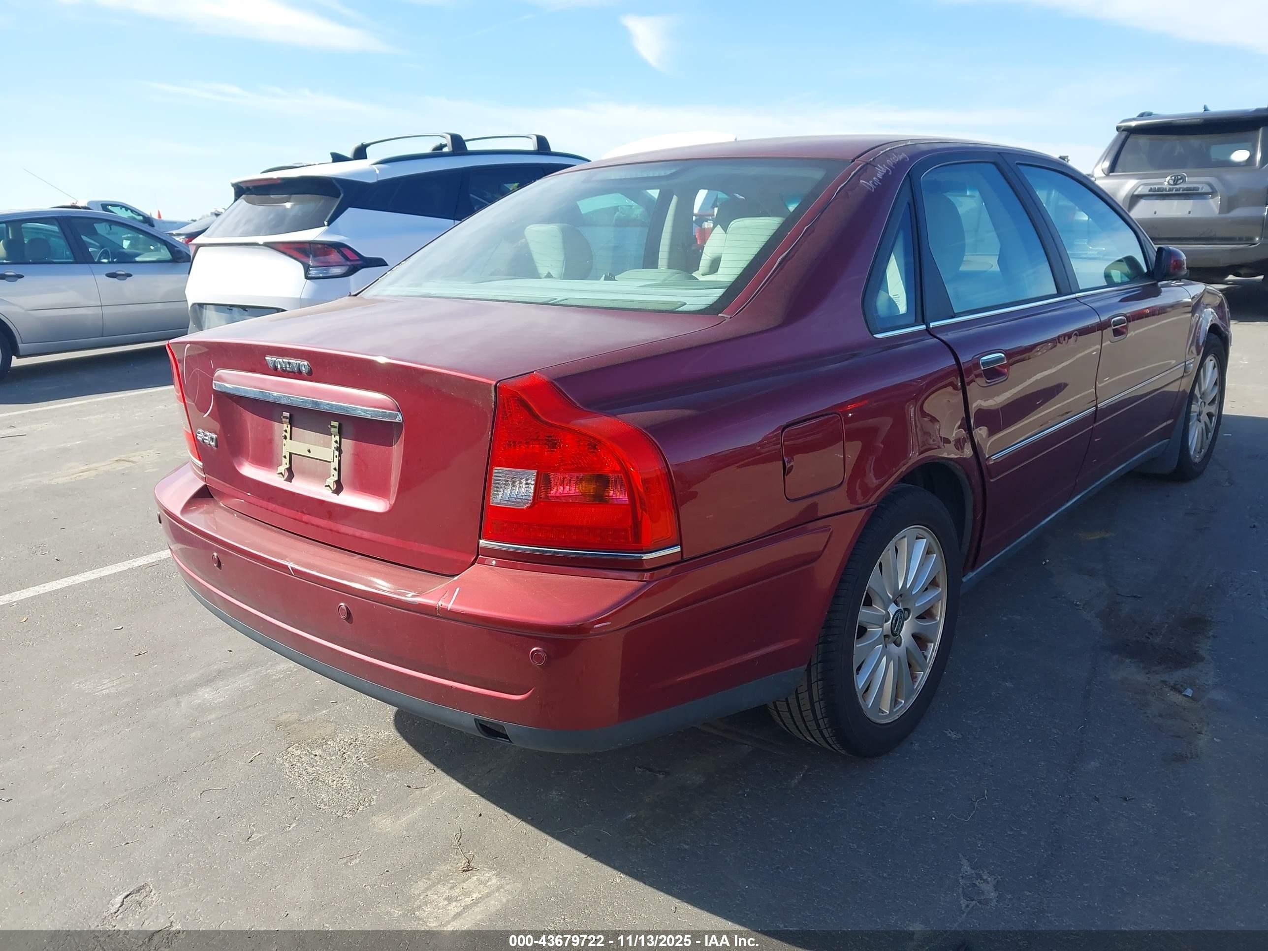 2006 Volvo S80 2.5t Red vin: YV1TS592061428866