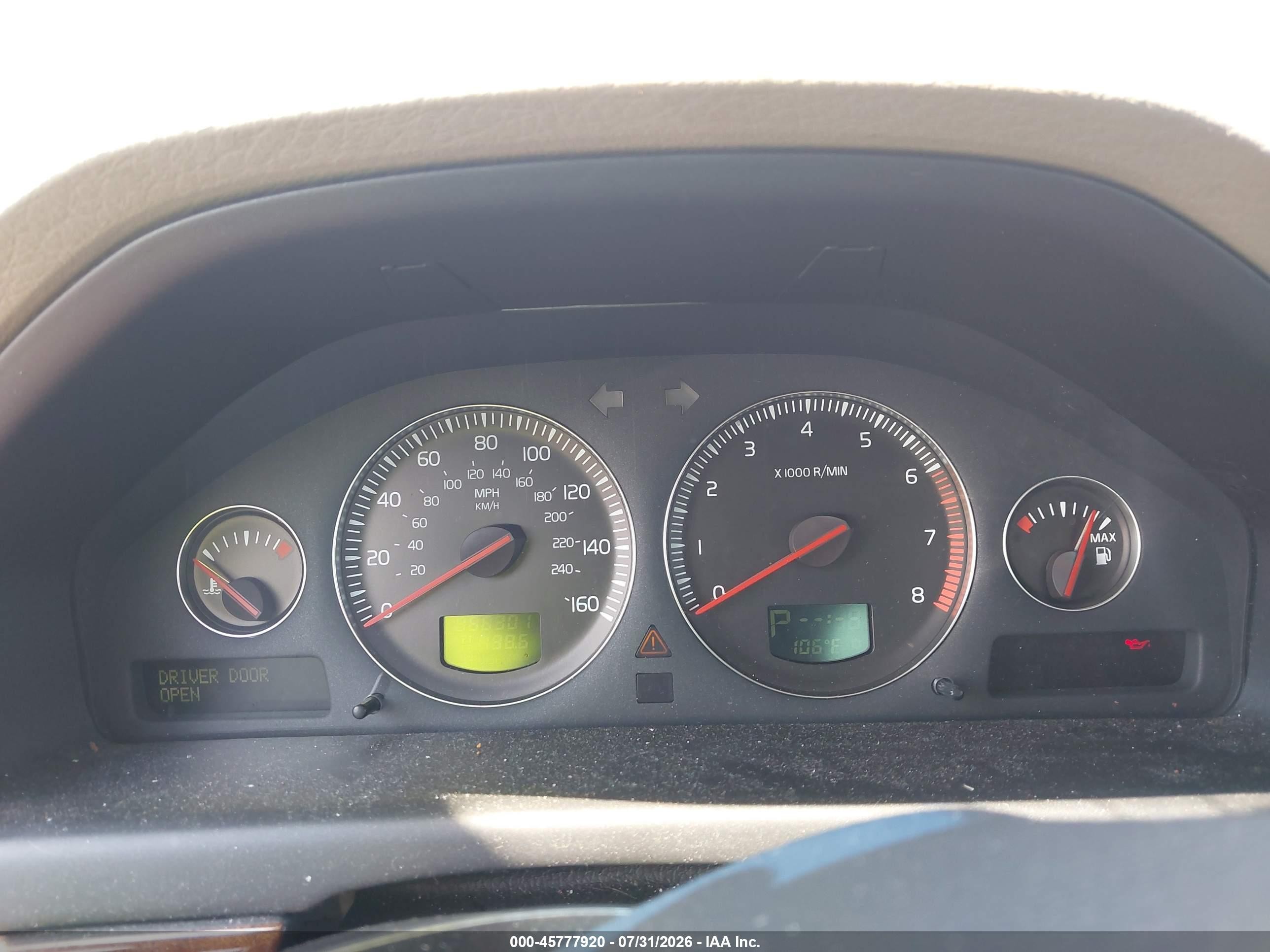 2005 Volvo S80 2.5t A/2.5t A Sr White vin: YV1TS592251395173