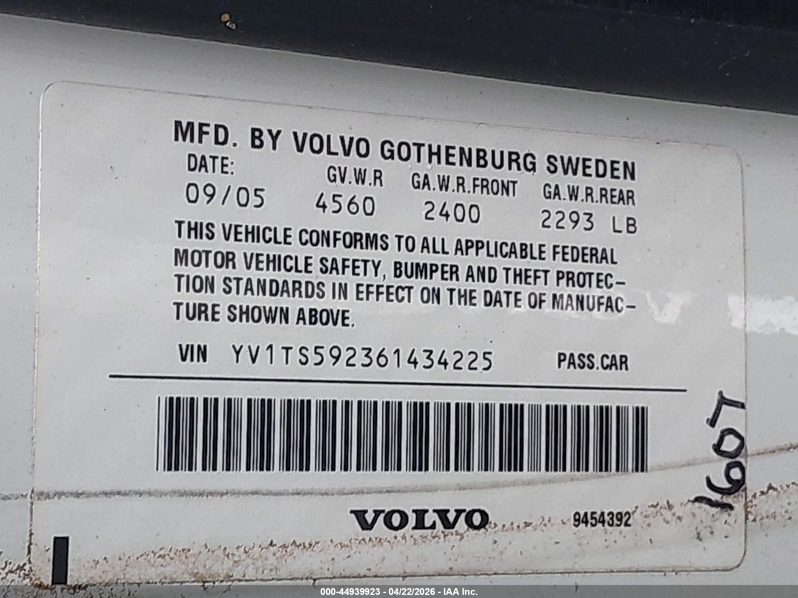2006 Volvo S80 2.5t White vin: YV1TS592361434225