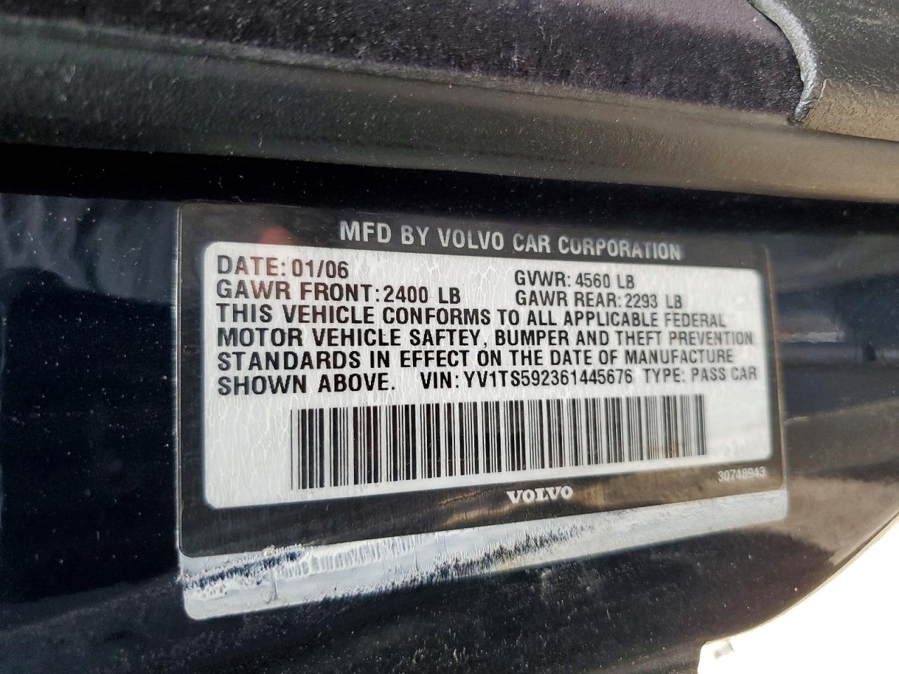 2006 Volvo S80 2.5t Blue vin: YV1TS592361445676