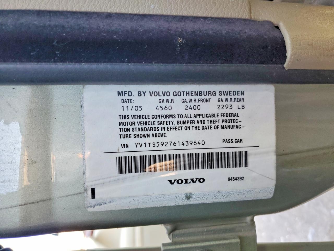 2006 Volvo S80 2.5t Silver vin: YV1TS592761439640