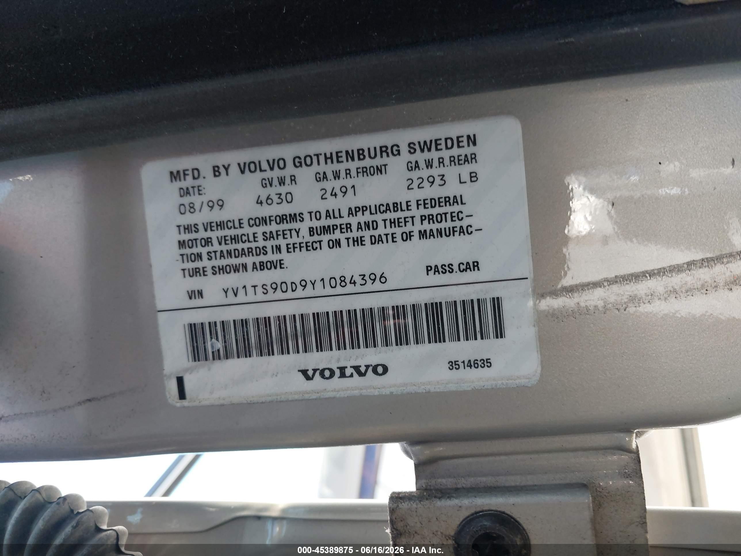 2000 Volvo S80 T-6 Silver vin: YV1TS90D9Y1084396