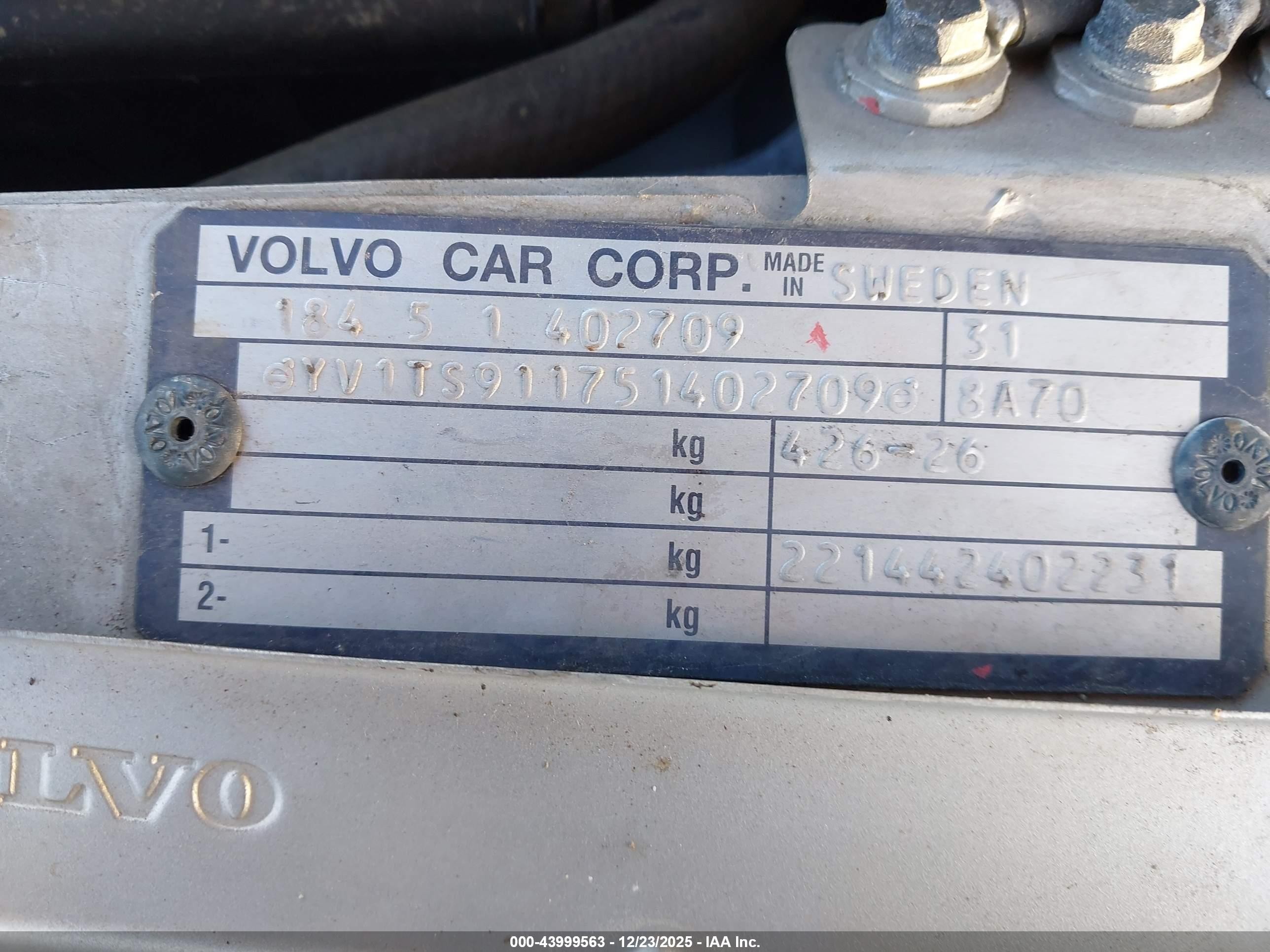 2005 Volvo S80 T6 Silver vin: YV1TS911751402709