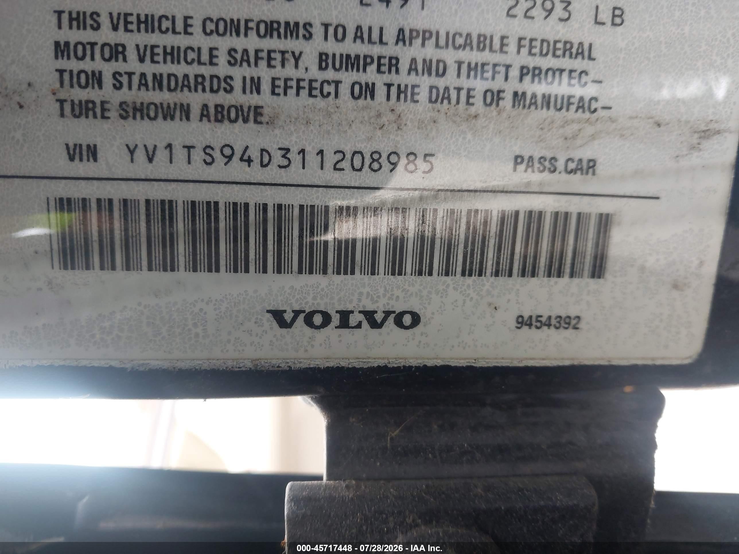 2001 Volvo S80 2.9 Blue vin: YV1TS94D311208985