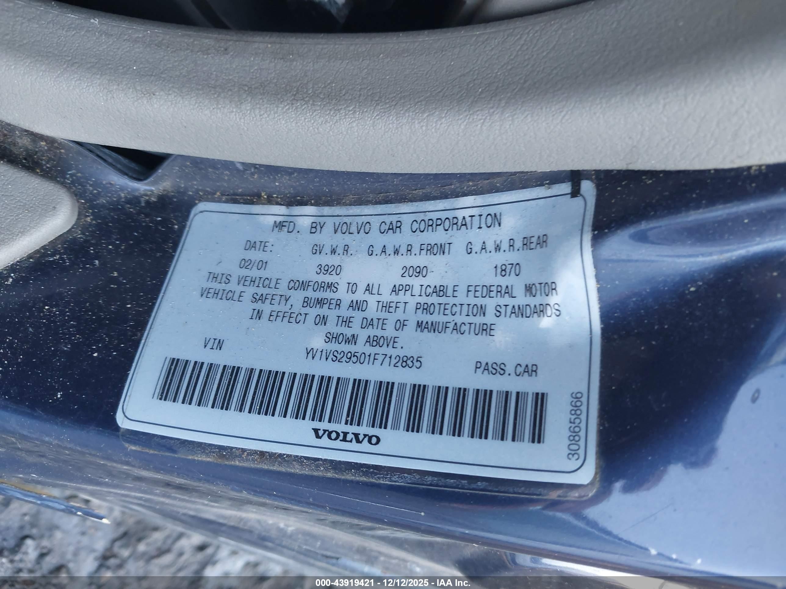 2001 Volvo S40 A/sport Edition Blue vin: YV1VS29501F712835
