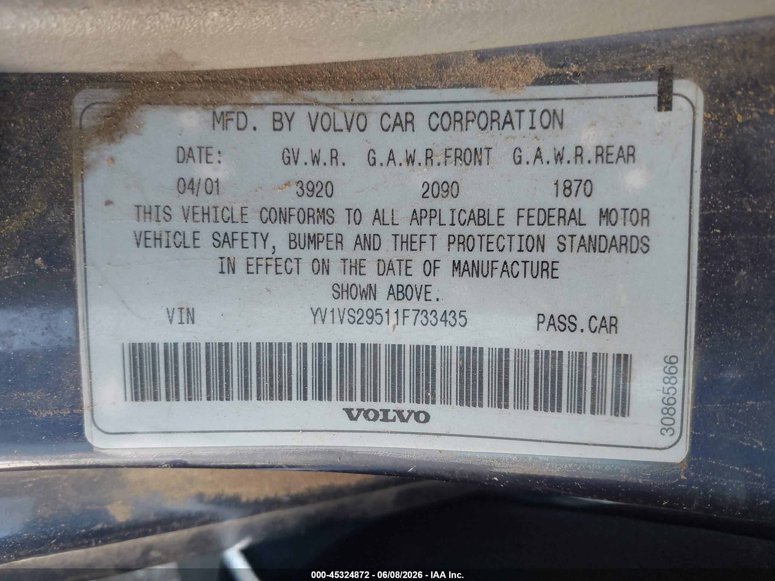 2001 Volvo S40 A/sport Edition Dark Blue vin: YV1VS29511F733435