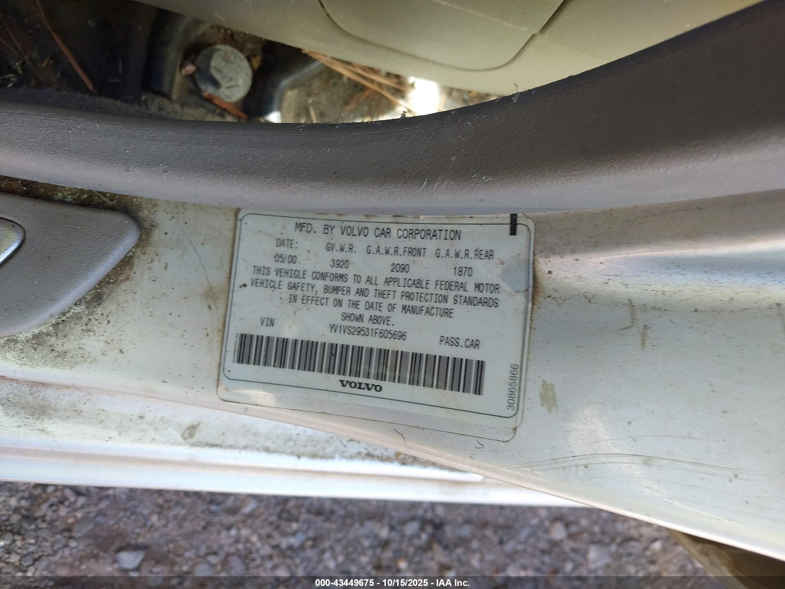 2001 Volvo S40 A/sport Edition Silver vin: YV1VS29531F605696