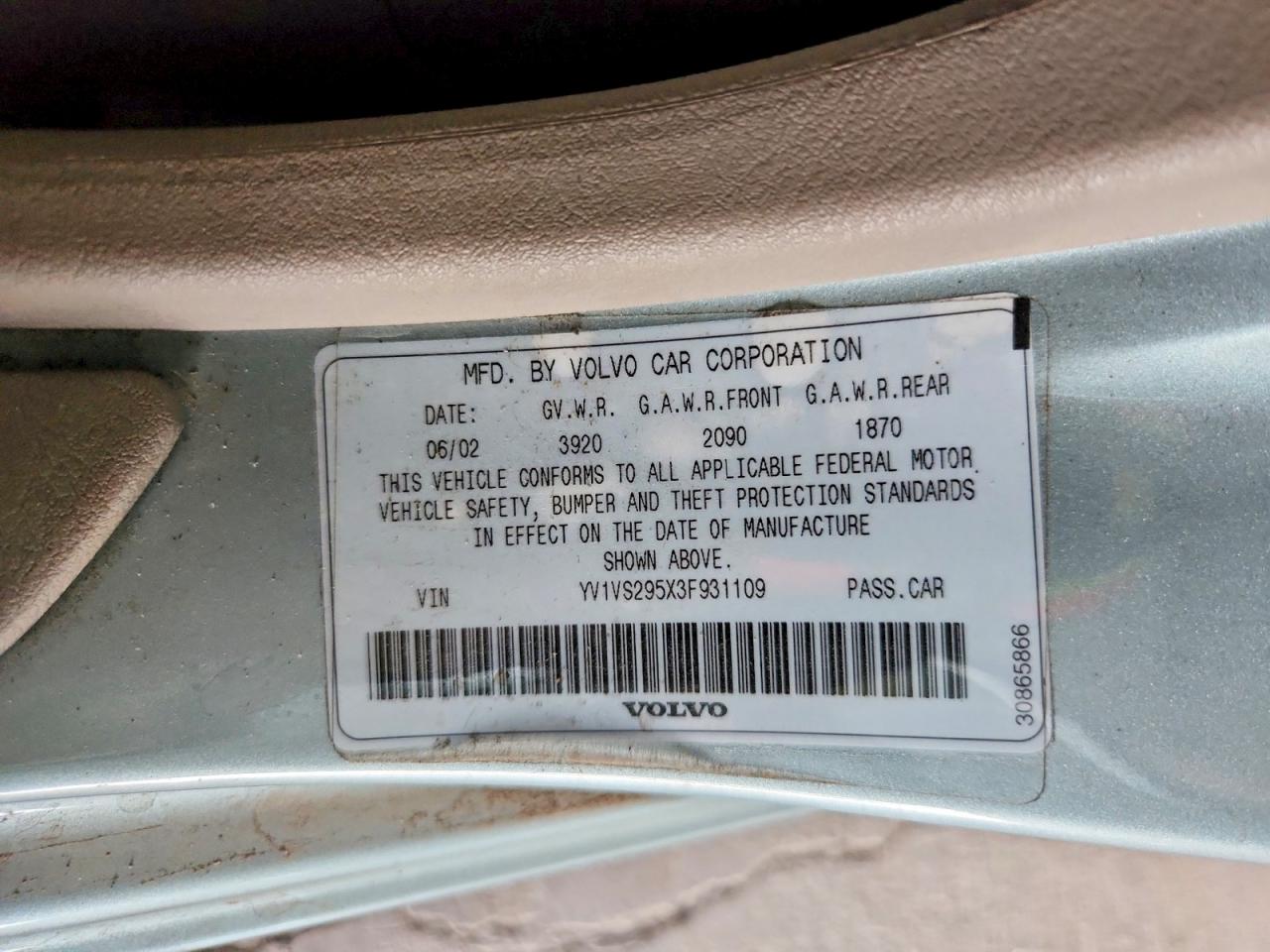 2003 Volvo S40 1.9t Синий vin: YV1VS295X3F931109