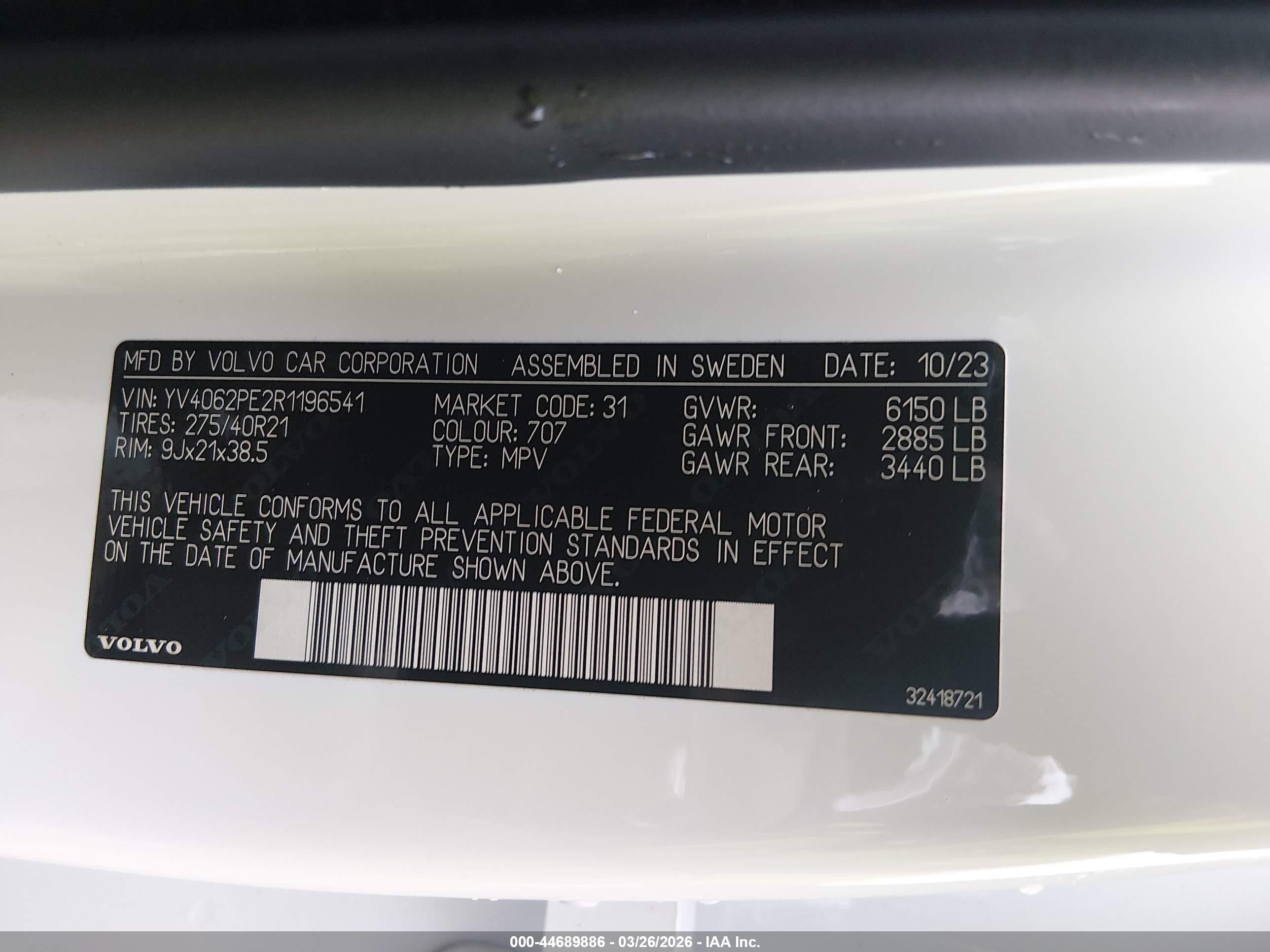 2024 Volvo Xc90 B6 Plus Bright Theme 7-seater White vin: YV4062PE2R1196541