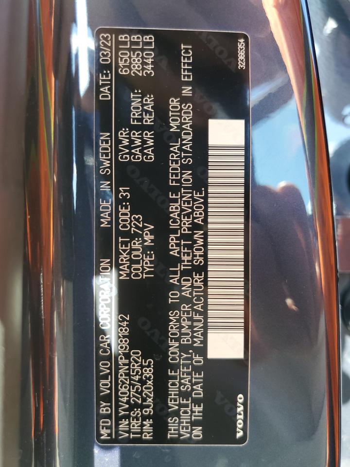 2023 Volvo Xc90 Plus Blue vin: YV4062PN1P1981842