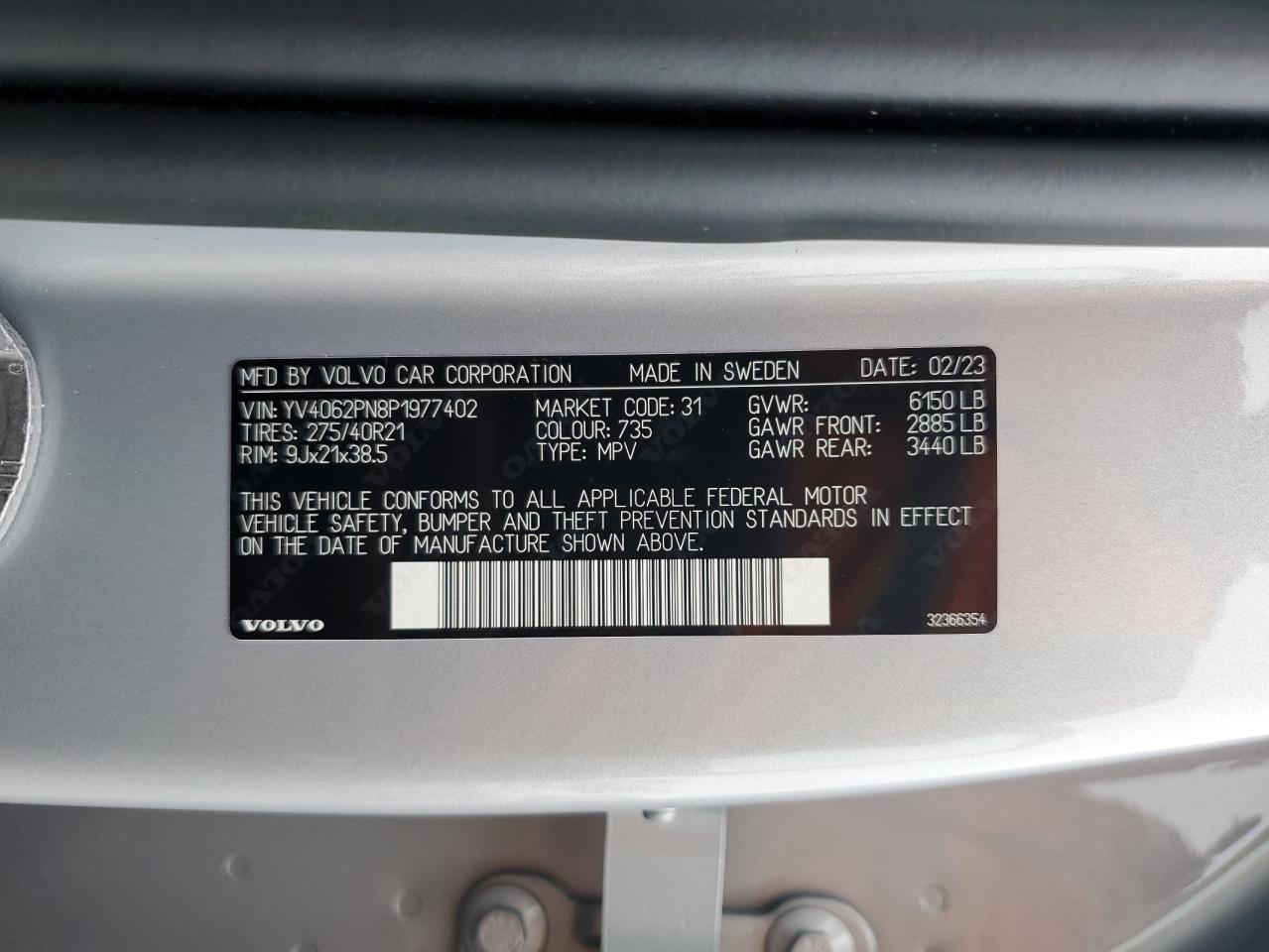 2023 Volvo Xc90 Plus Silver vin: YV4062PN8P1977402