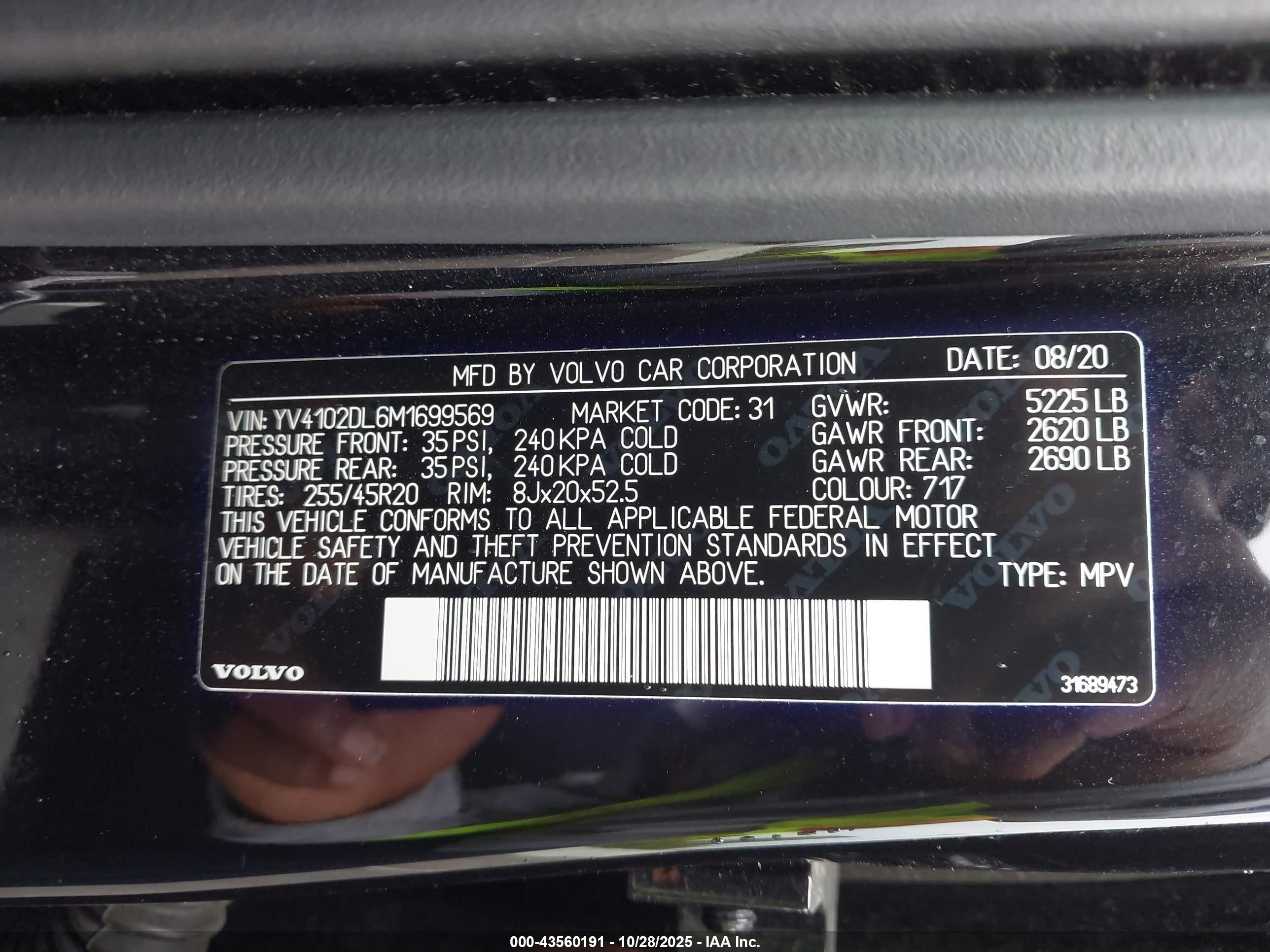 2021 Volvo Xc60 T5 Inscription Black vin: YV4102DL6M1699569