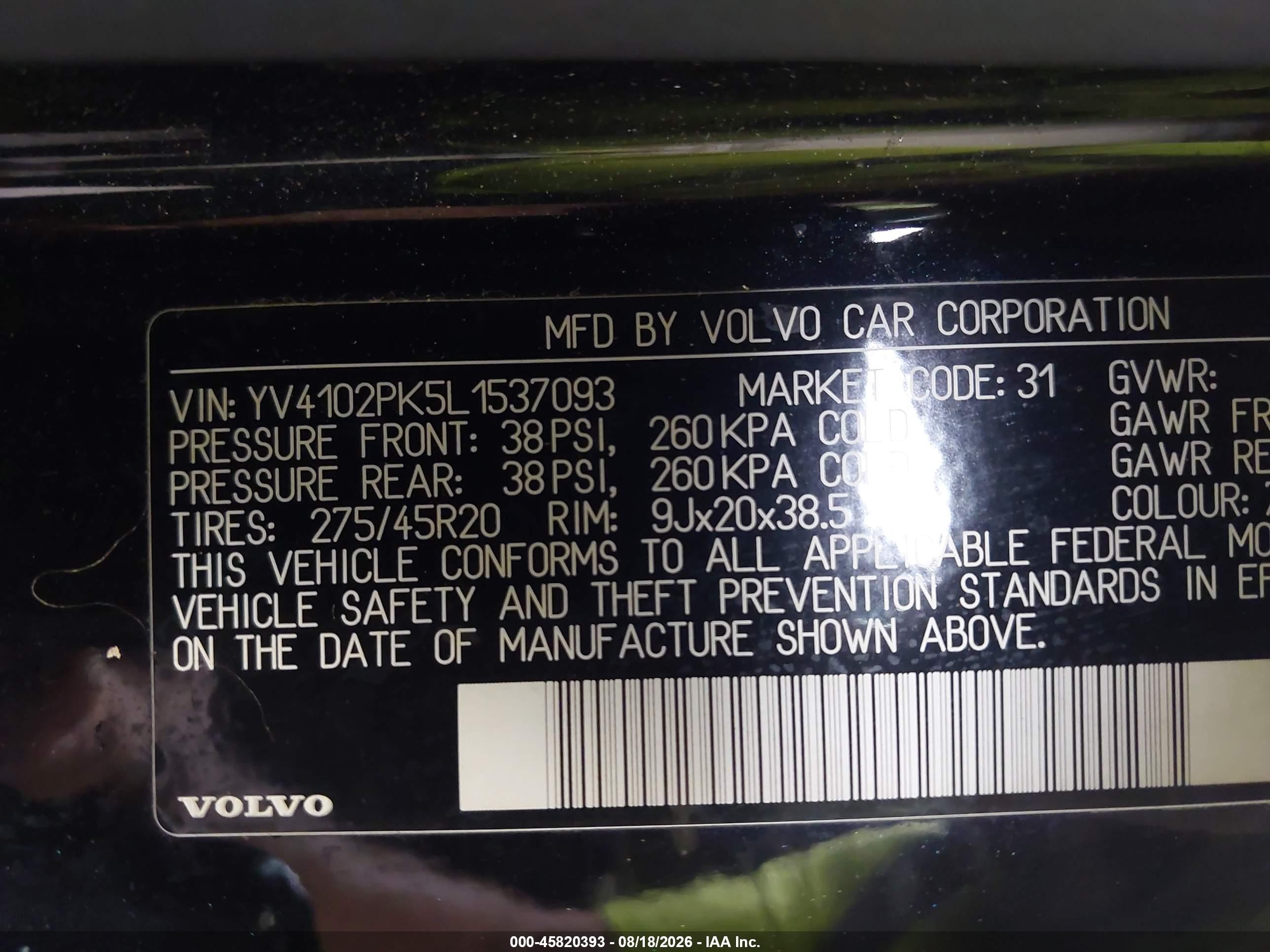 2020 Volvo Xc90 T5 Momentum 7 Passenger Black vin: YV4102PK5L1537093