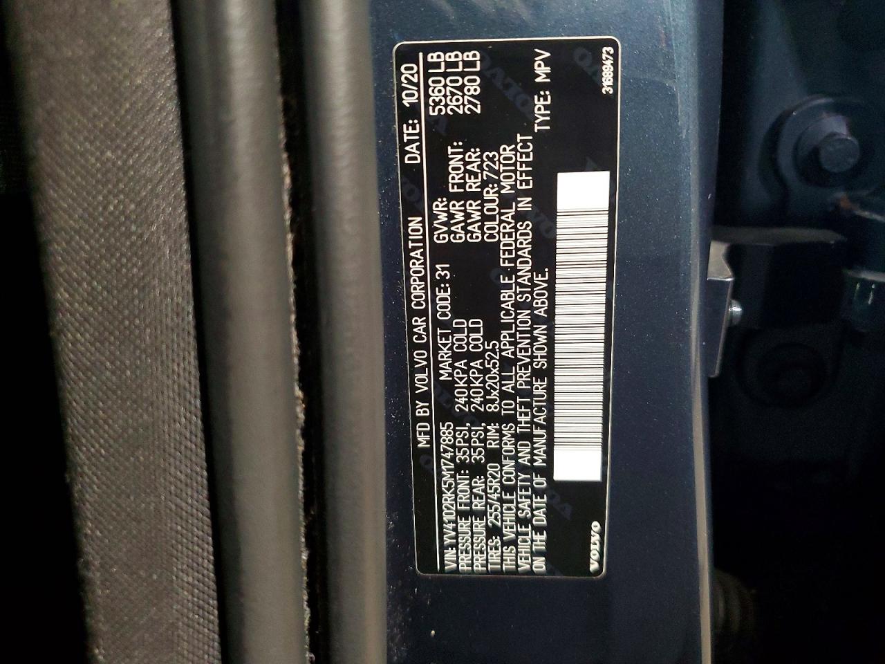 2021 Volvo Xc60 T5 Momentum Синий vin: YV4102RK5M1747885