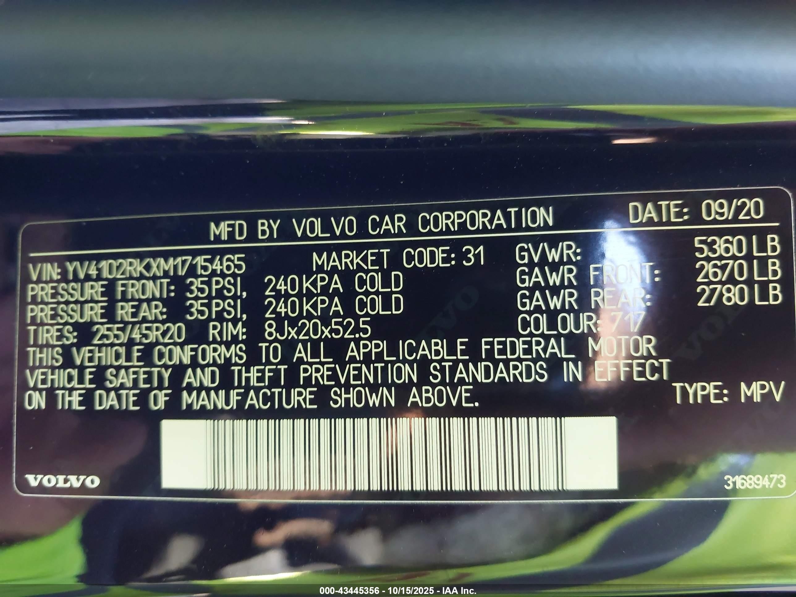 2021 Volvo Xc60 T5 Momentum Black vin: YV4102RKXM1715465