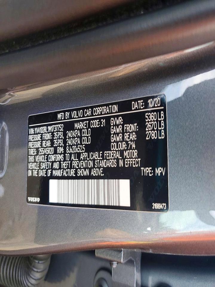 2021 Volvo Xc60 T5 Inscription Silver vin: YV4102RL1M1737752