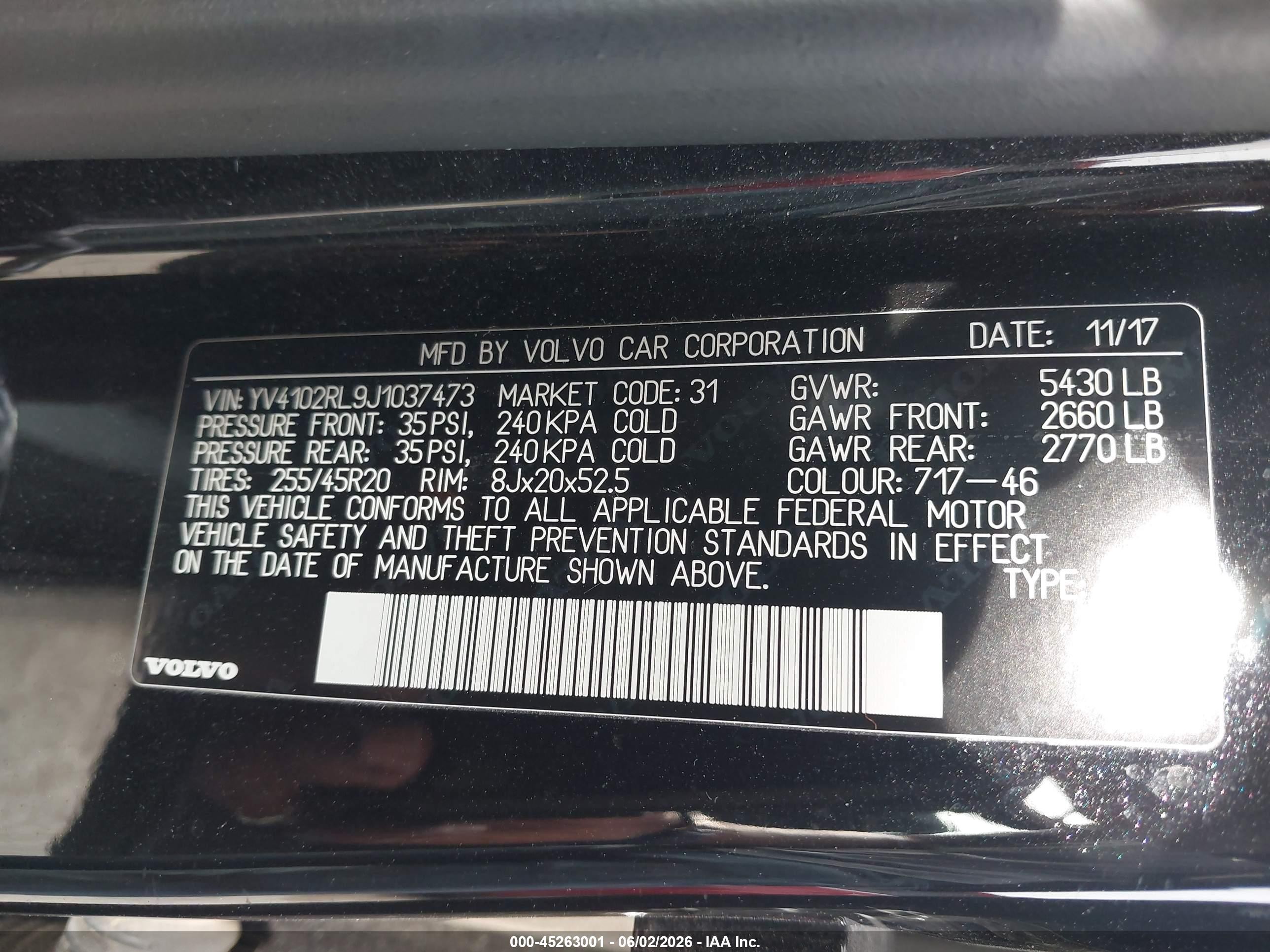 2018 Volvo Xc60 T5 Inscription Black vin: YV4102RL9J1037473
