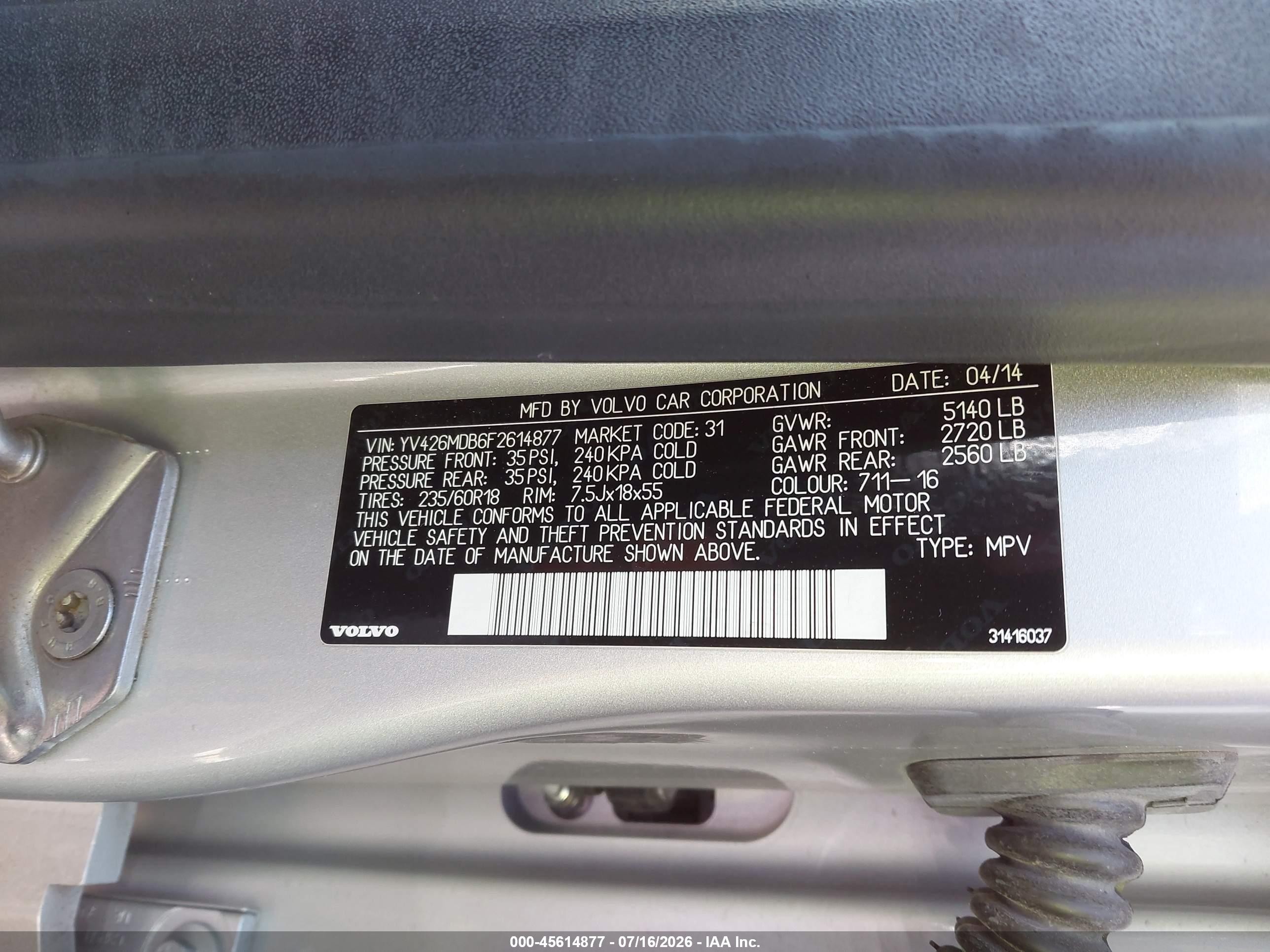 2015 Volvo Xc60 T5 Premier Silver vin: YV426MDB6F2614877