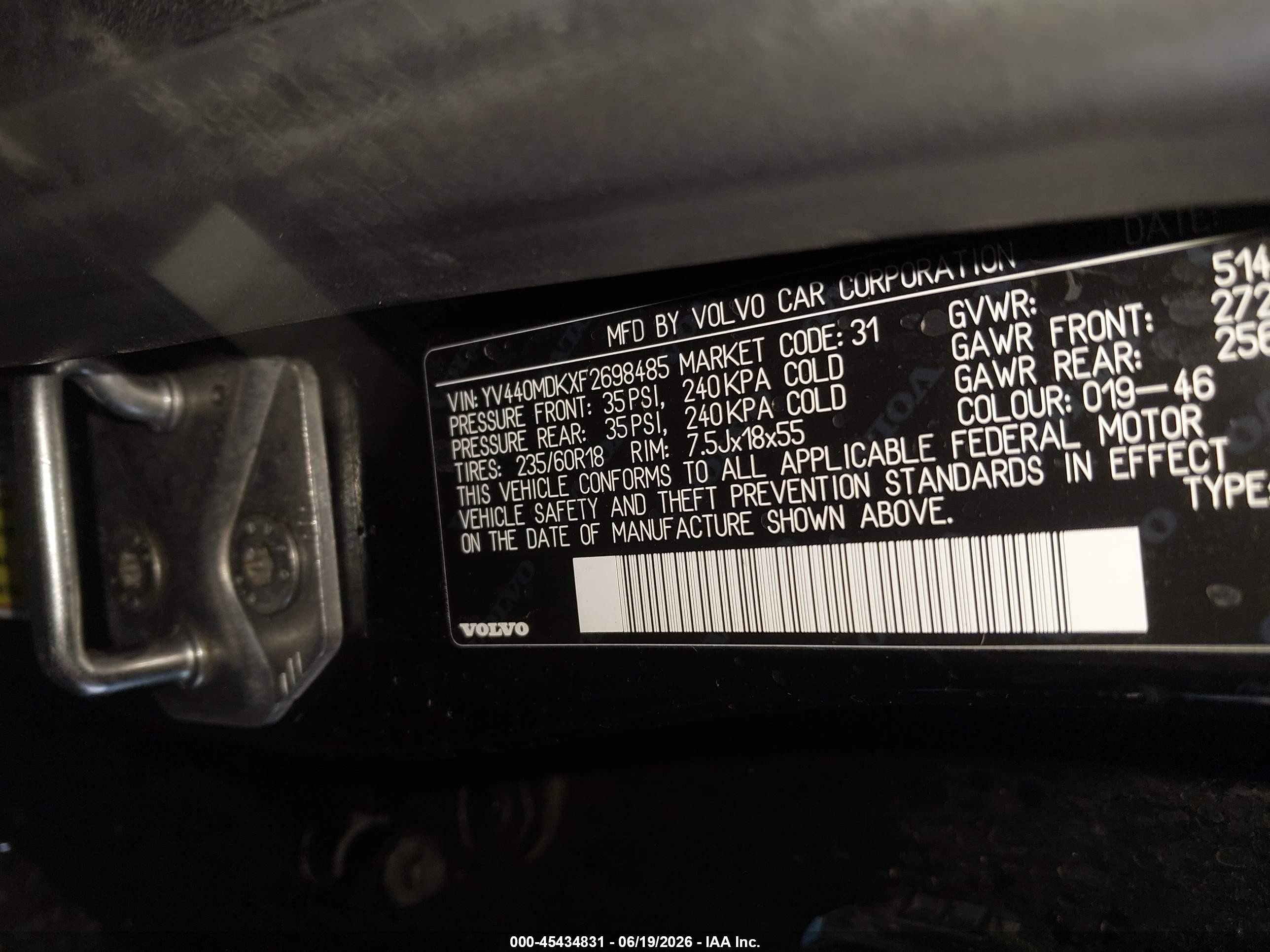 2015 Volvo Xc60 T5 Premier Black vin: YV440MDKXF2698485