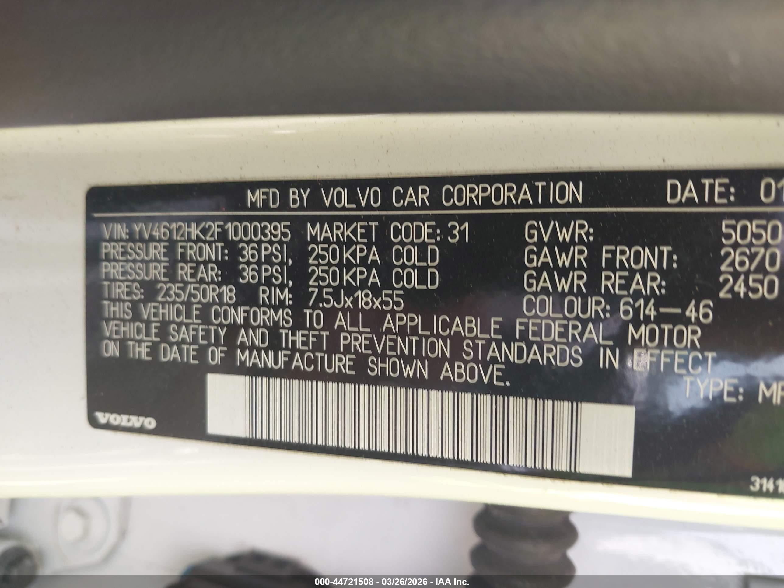 2015 Volvo V60 Cross Country T5 White vin: YV4612HK2F1000395