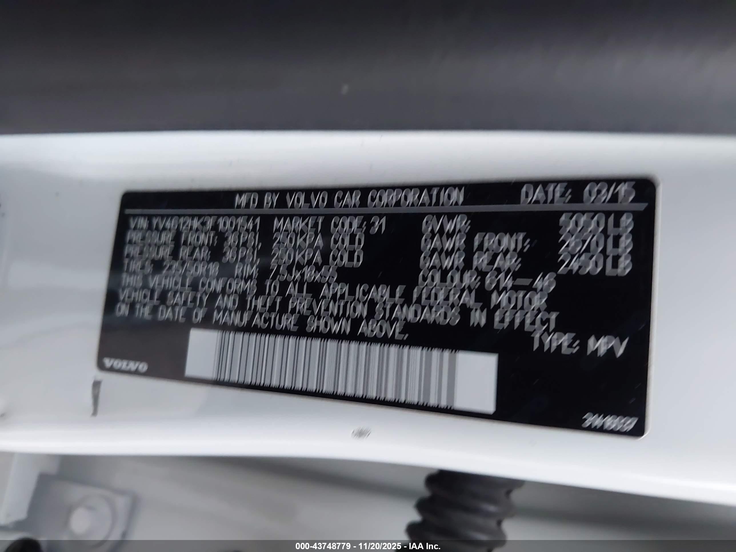 2015 Volvo V60 Cross Country T5 White vin: YV4612HK3F1001541