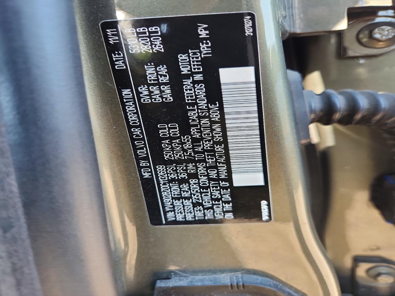 2012 Volvo Xc70 T6 Зеленый vin: YV4902BZ0C1132699
