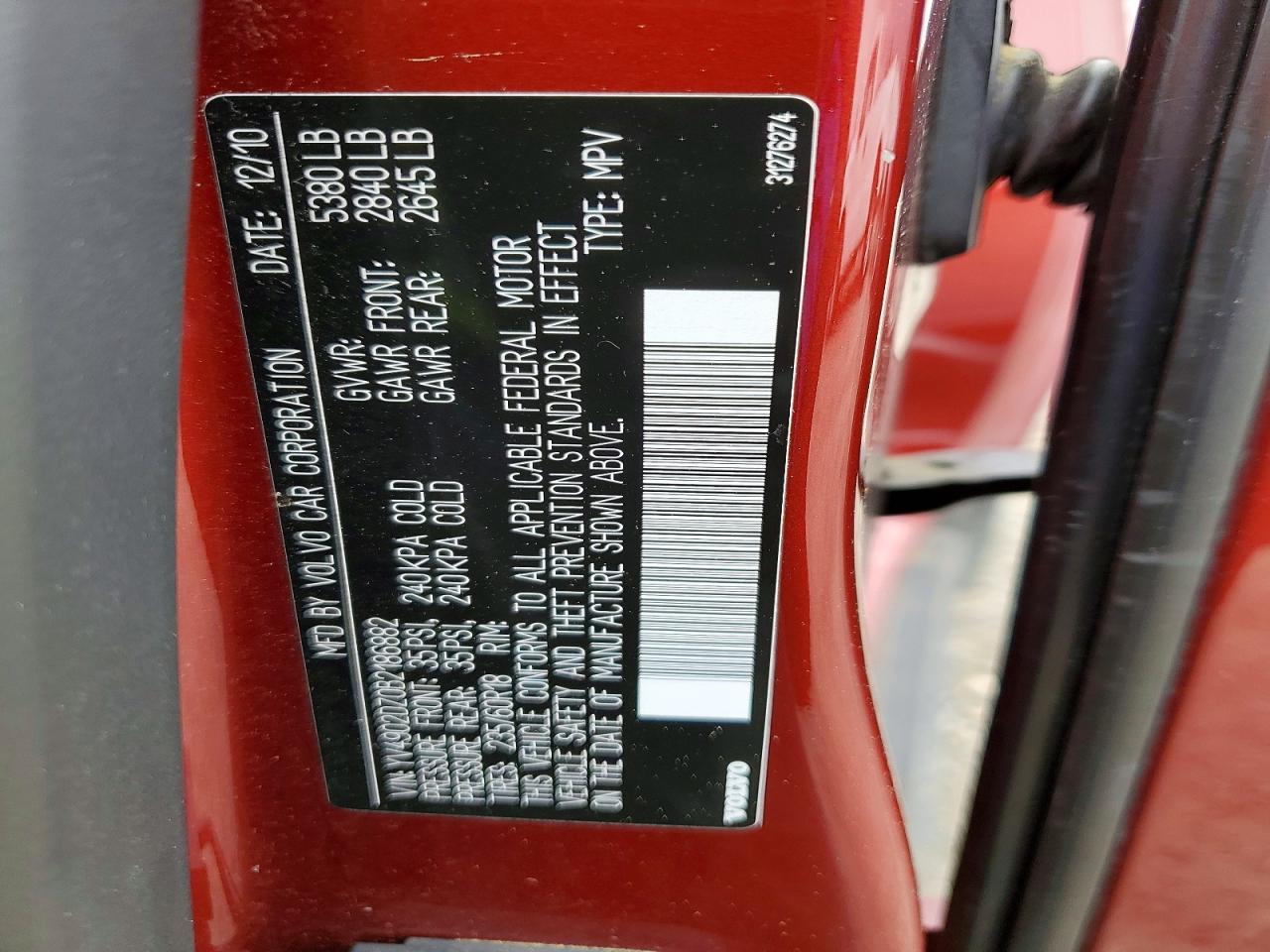 2011 Volvo Xc60 T6 Red vin: YV4902DZ0B2186882