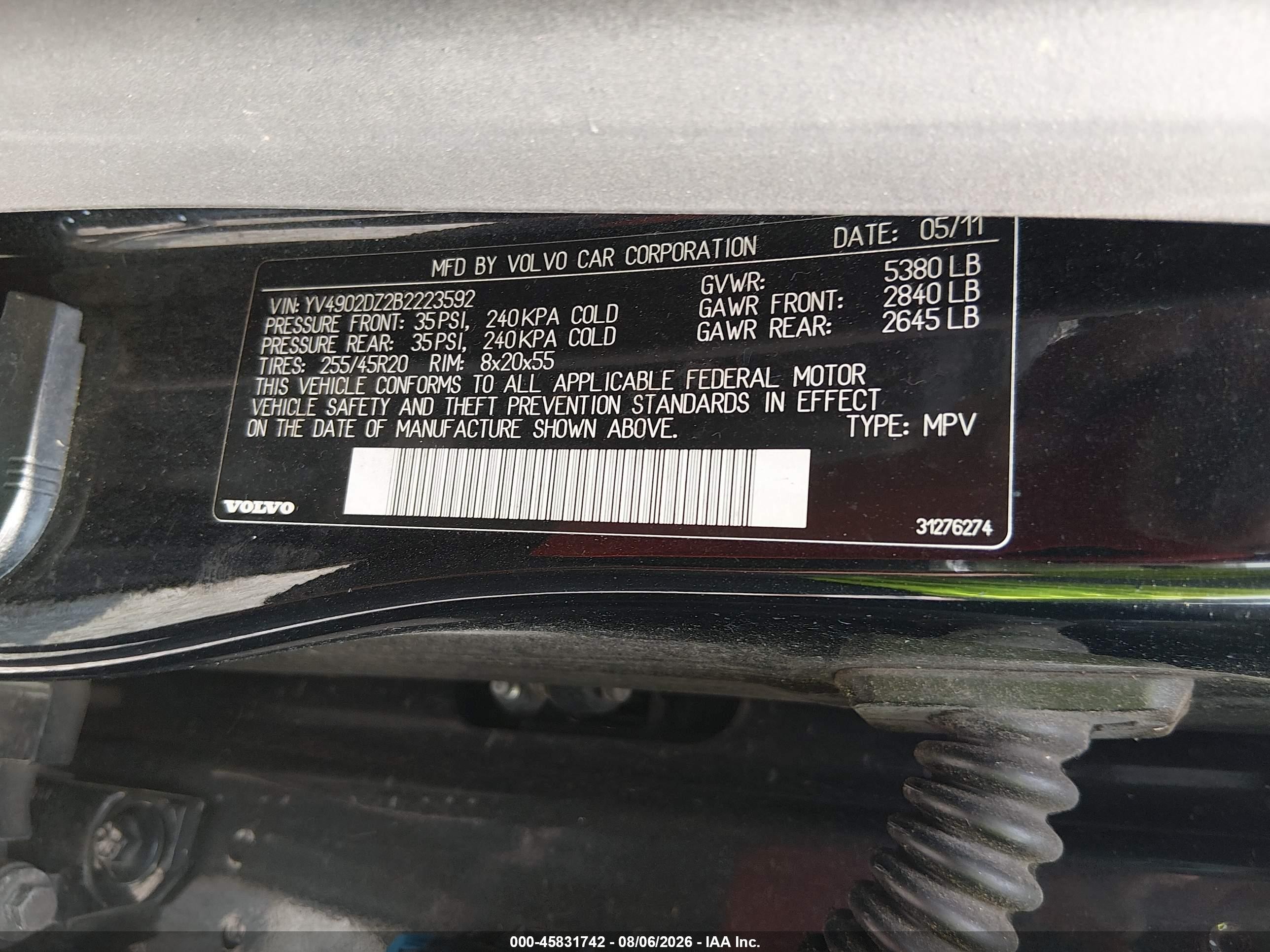 2011 Volvo Xc60 T6/t6 R-design Черный vin: YV4902DZ2B2223592