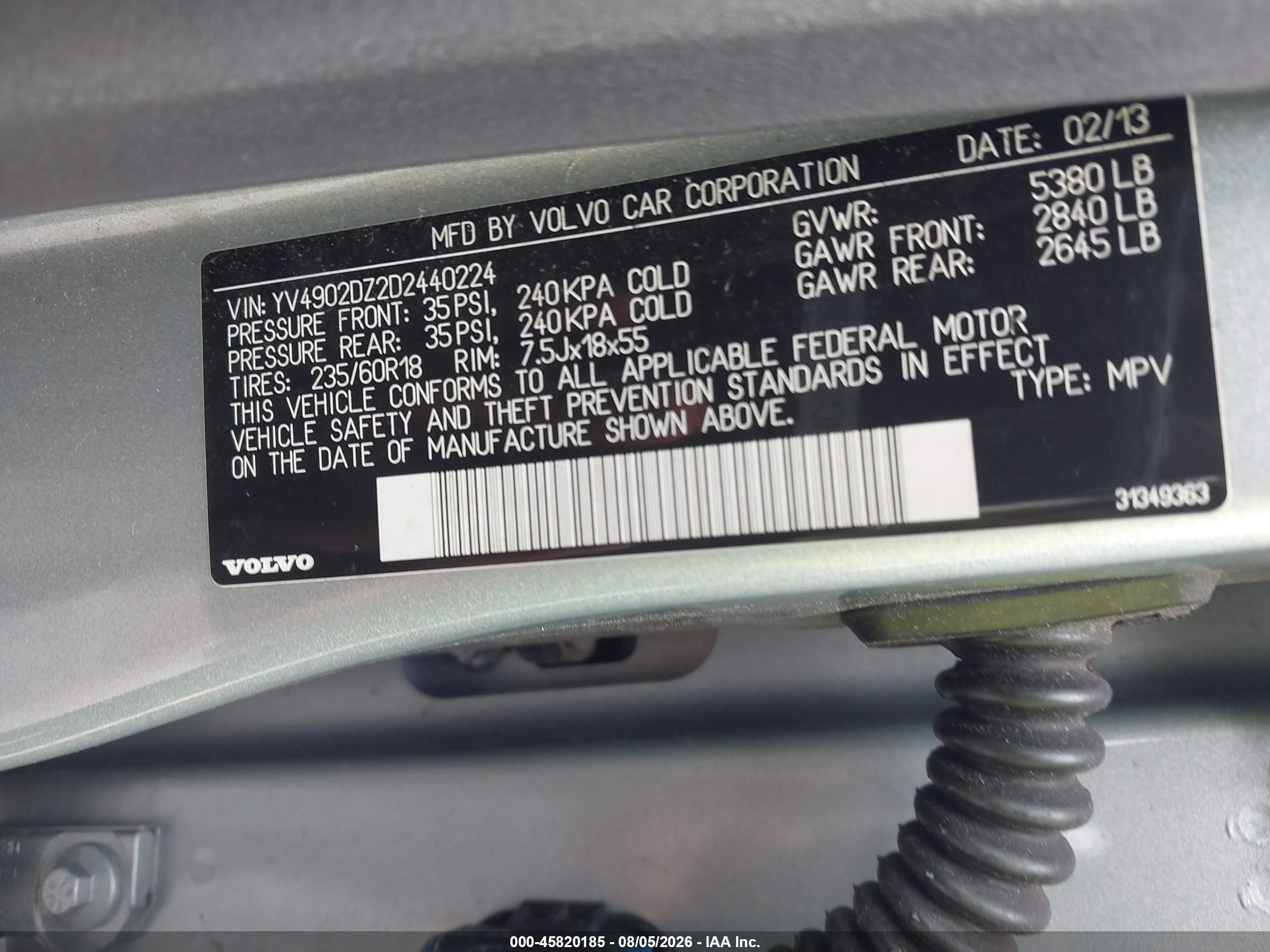 2013 Volvo Xc60 T6 Silver vin: YV4902DZ2D2440224