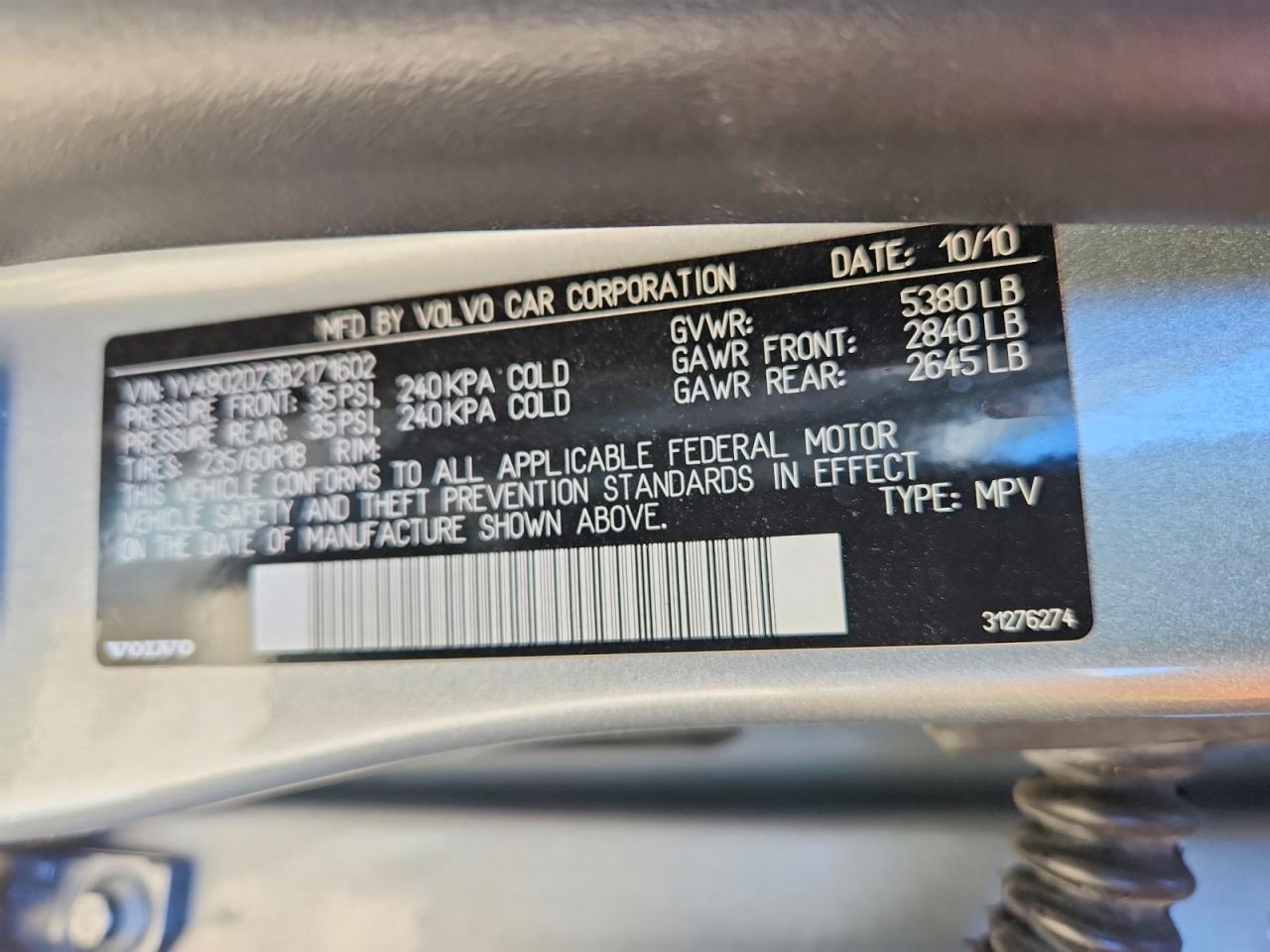 2011 Volvo Xc60 T6 Silver vin: YV4902DZ3B2171602