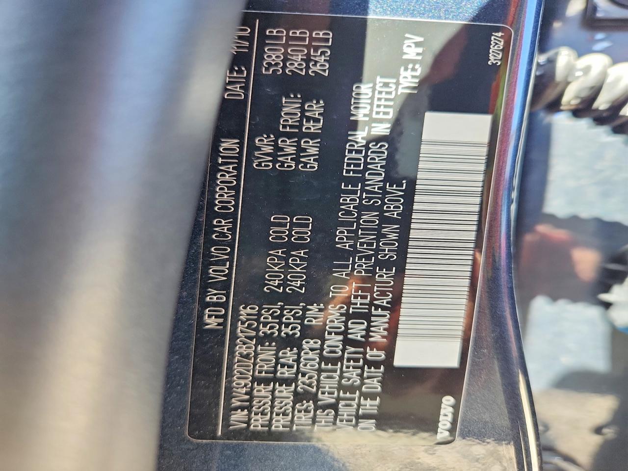 2011 Volvo Xc60 T6 Blue vin: YV4902DZ3B2175116