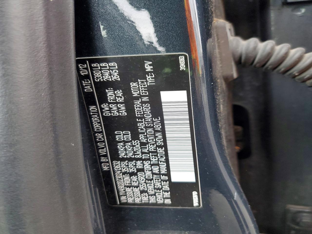 2012 Volv Xc60 Gray vin: YV4902DZ3D2413632