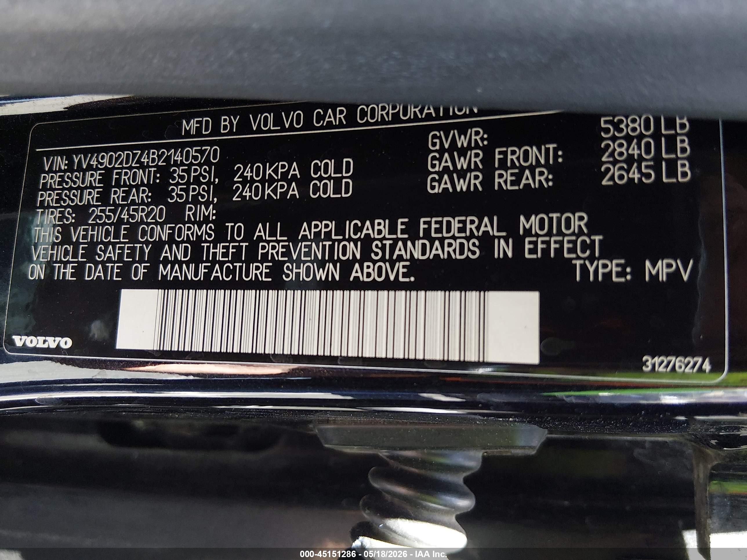 2011 Volvo Xc60 T6/t6 R-design Black vin: YV4902DZ4B2140570