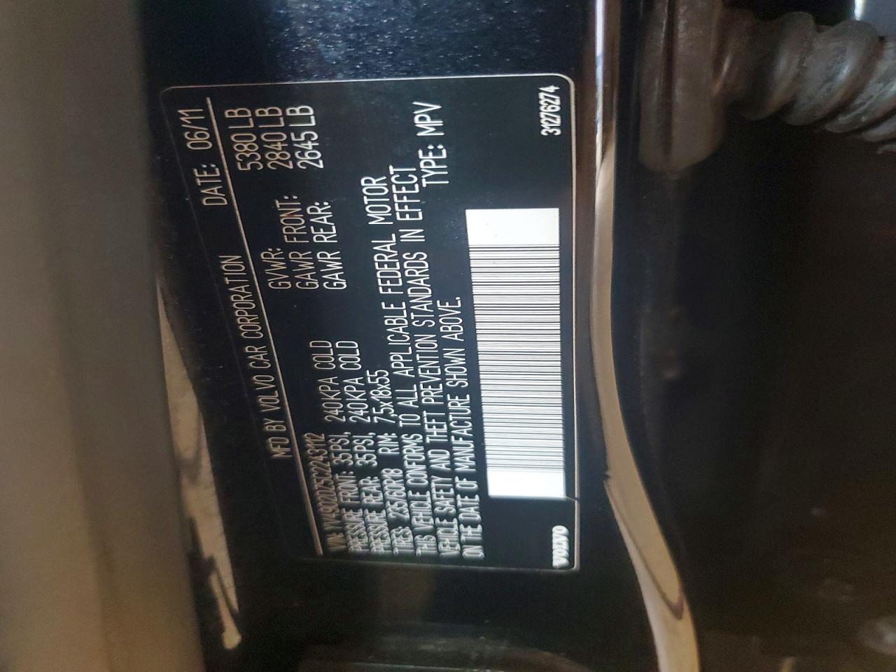 2012 Volvo Xc60 T6 Black vin: YV4902DZ5C2243112