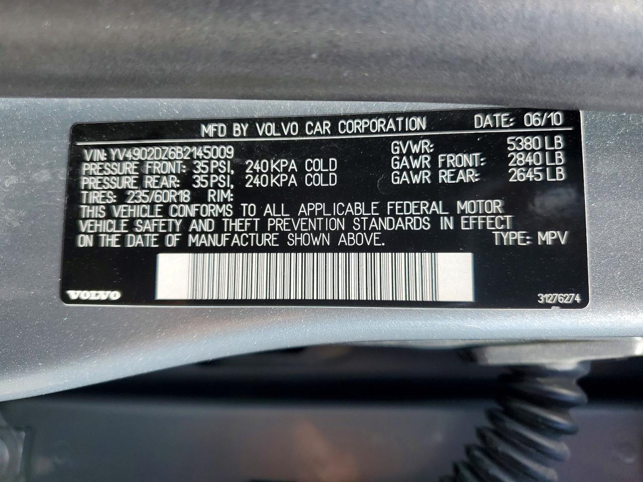 2011 Volvo Xc60 T6 Silver vin: YV4902DZ6B2145009