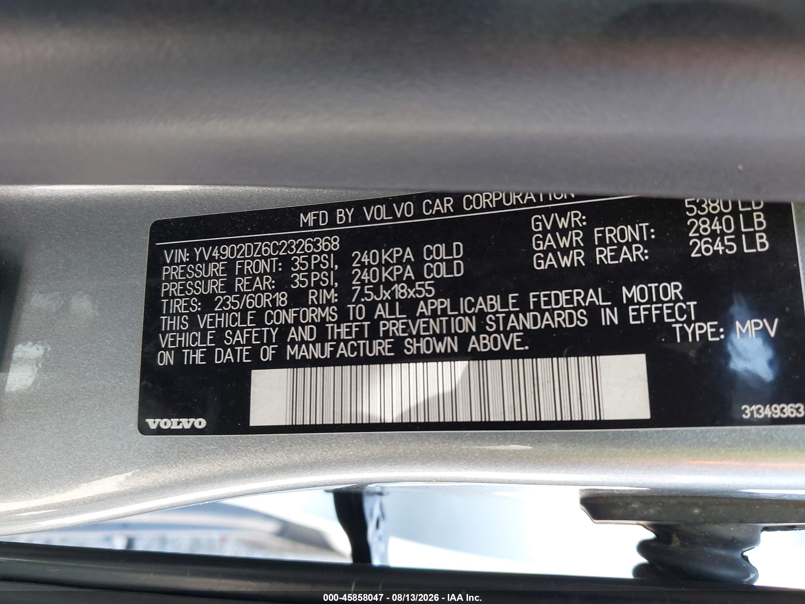 2012 Volvo Xc60   Silver vin: YV4902DZ6C2326368