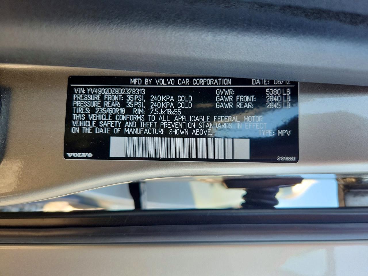 2013 Volvo Xc60 T6 Silver vin: YV4902DZ8D2378313