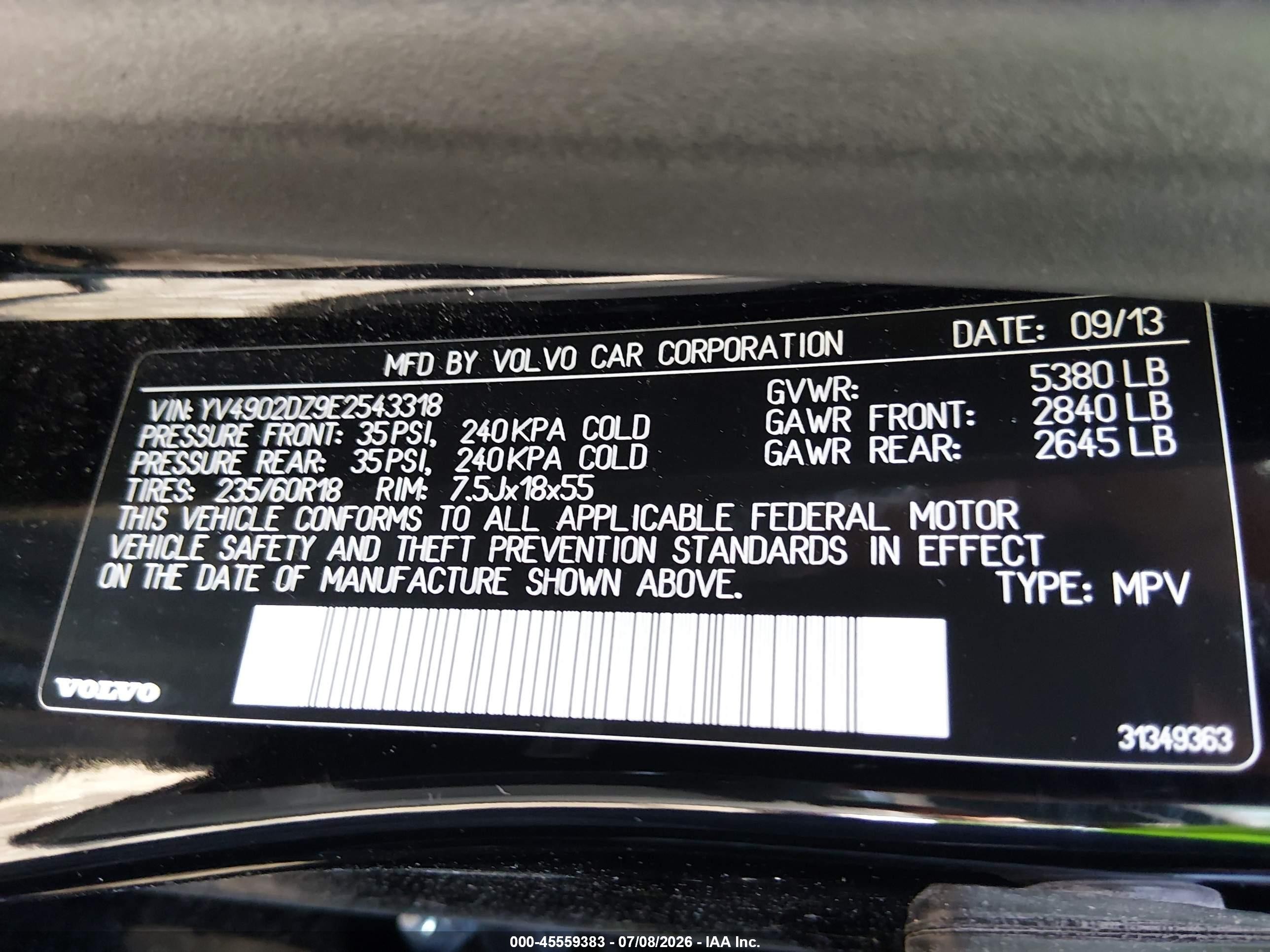 2014 Volvo Xc60 T6 R-design Черный vin: YV4902DZ9E2543318