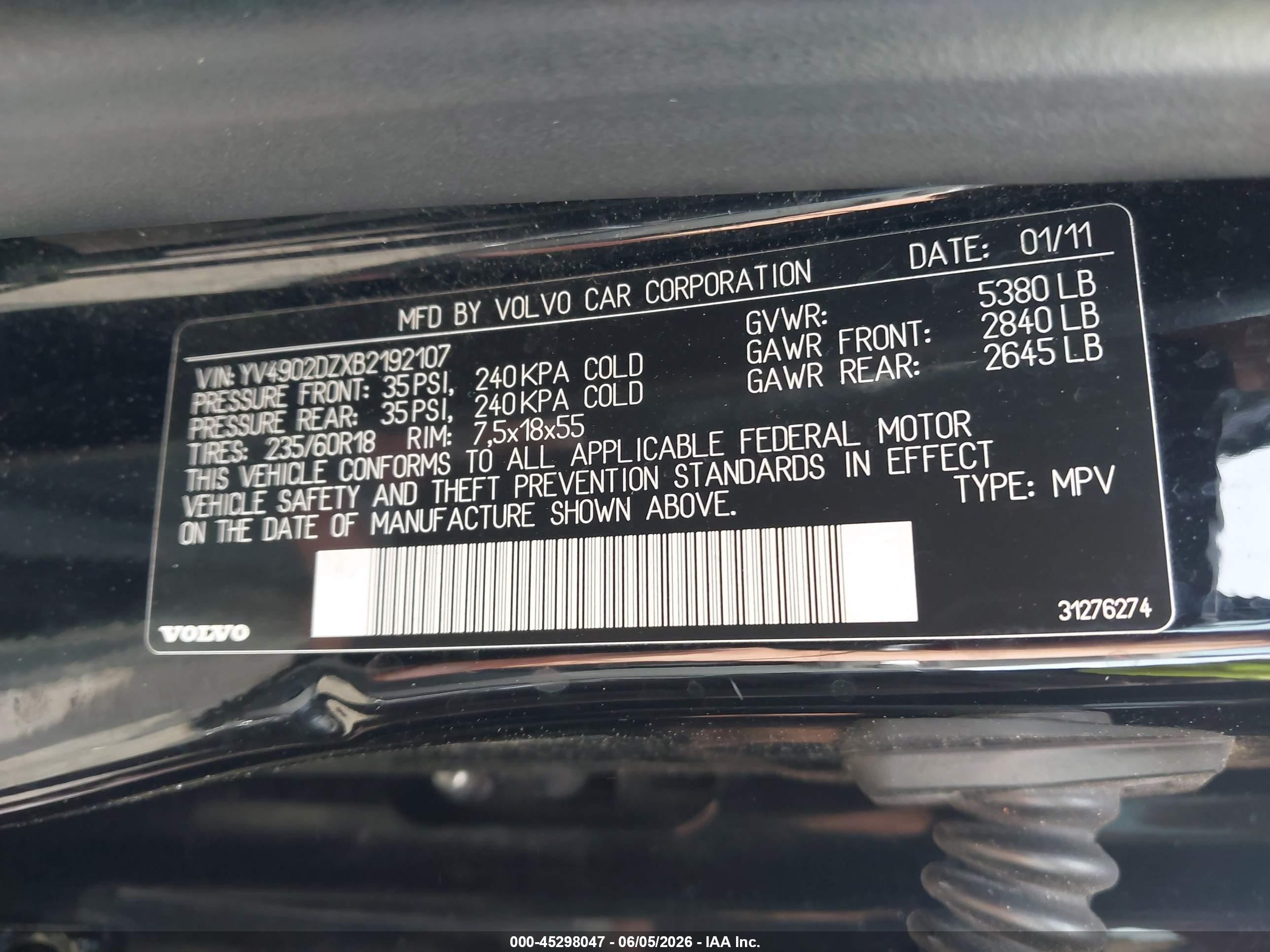 2011 Volvo Xc60 T6/t6 R-design Black vin: YV4902DZXB2192107