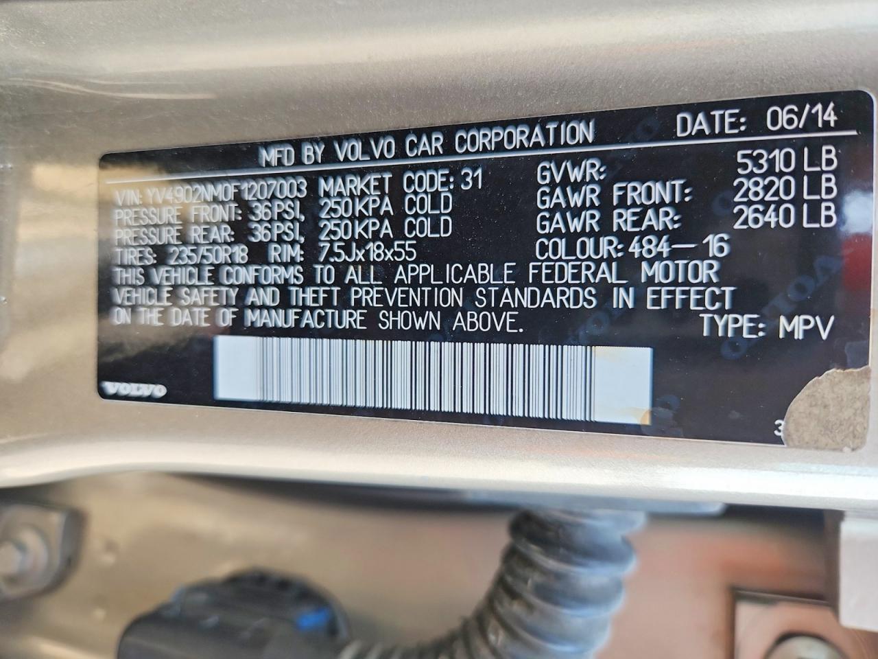 2015 Volvo Xc70 T6 Platinum Silver vin: YV4902NM0F1207003