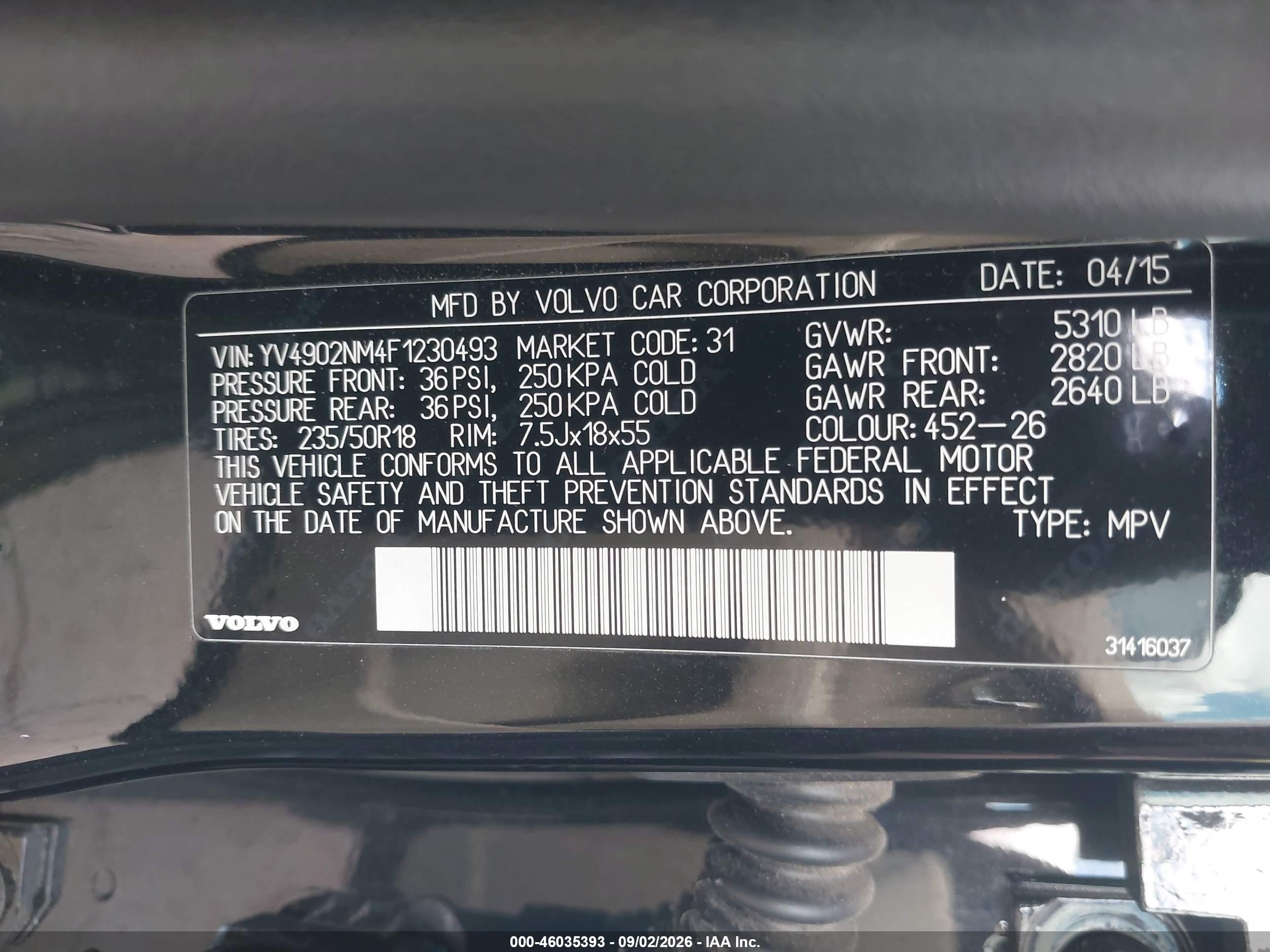 2015 Volvo Xc70 T6 Platinum Black vin: YV4902NM4F1230493