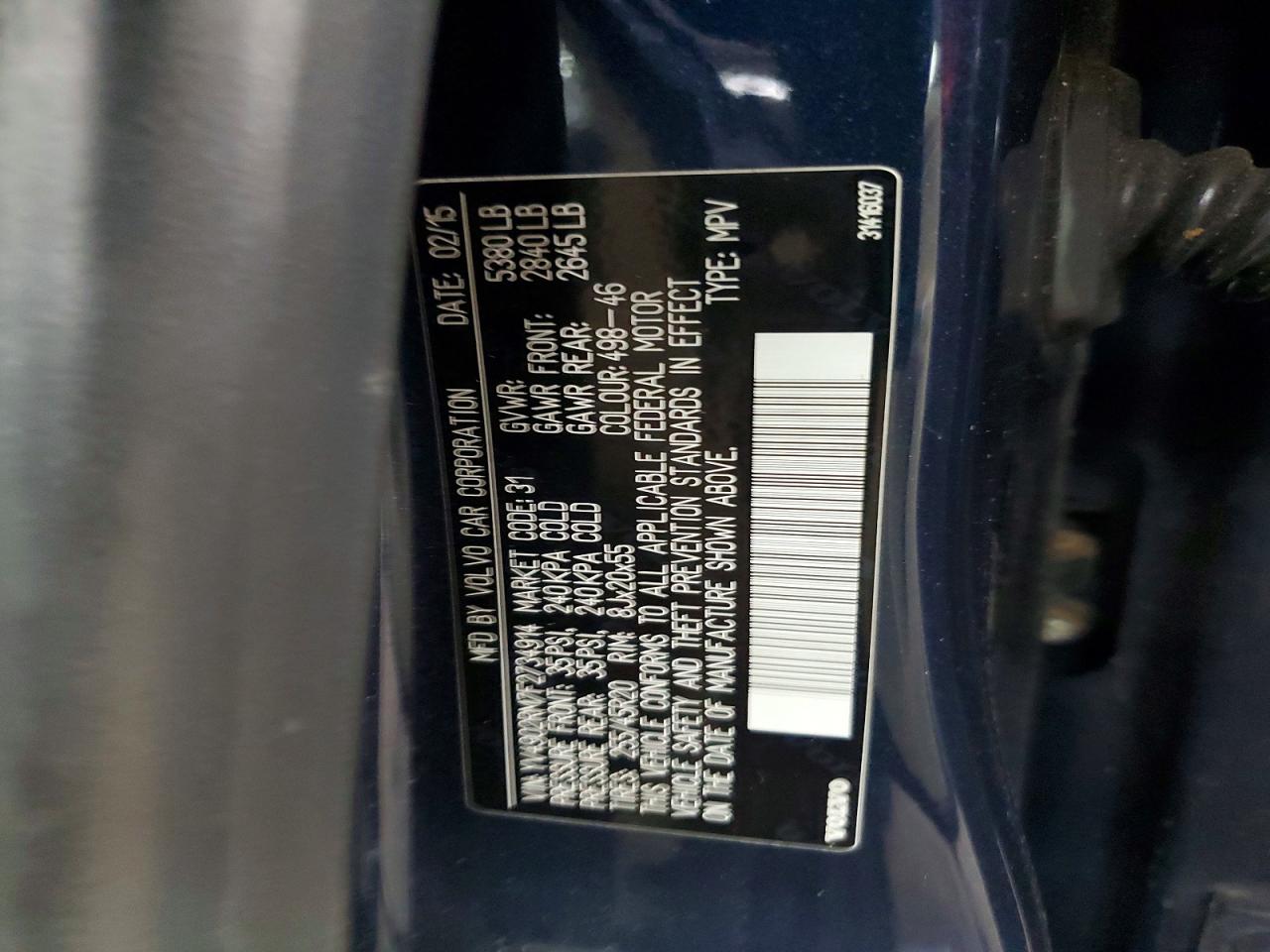 2015 Volvo Xc60 T6 Platinum Blue vin: YV4902RM7F2734914